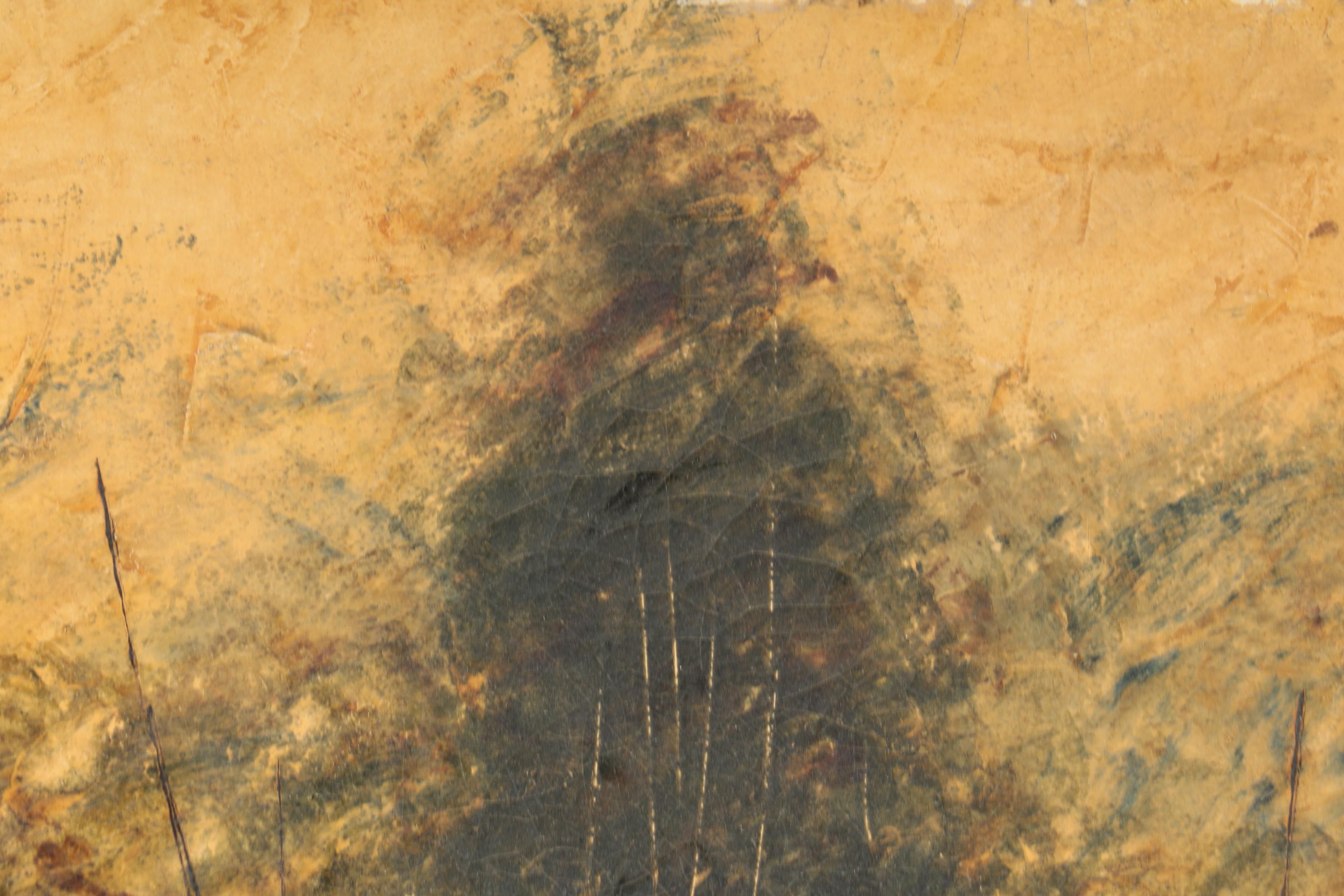 Abstract Oil Painting on Canvas of Boats on River