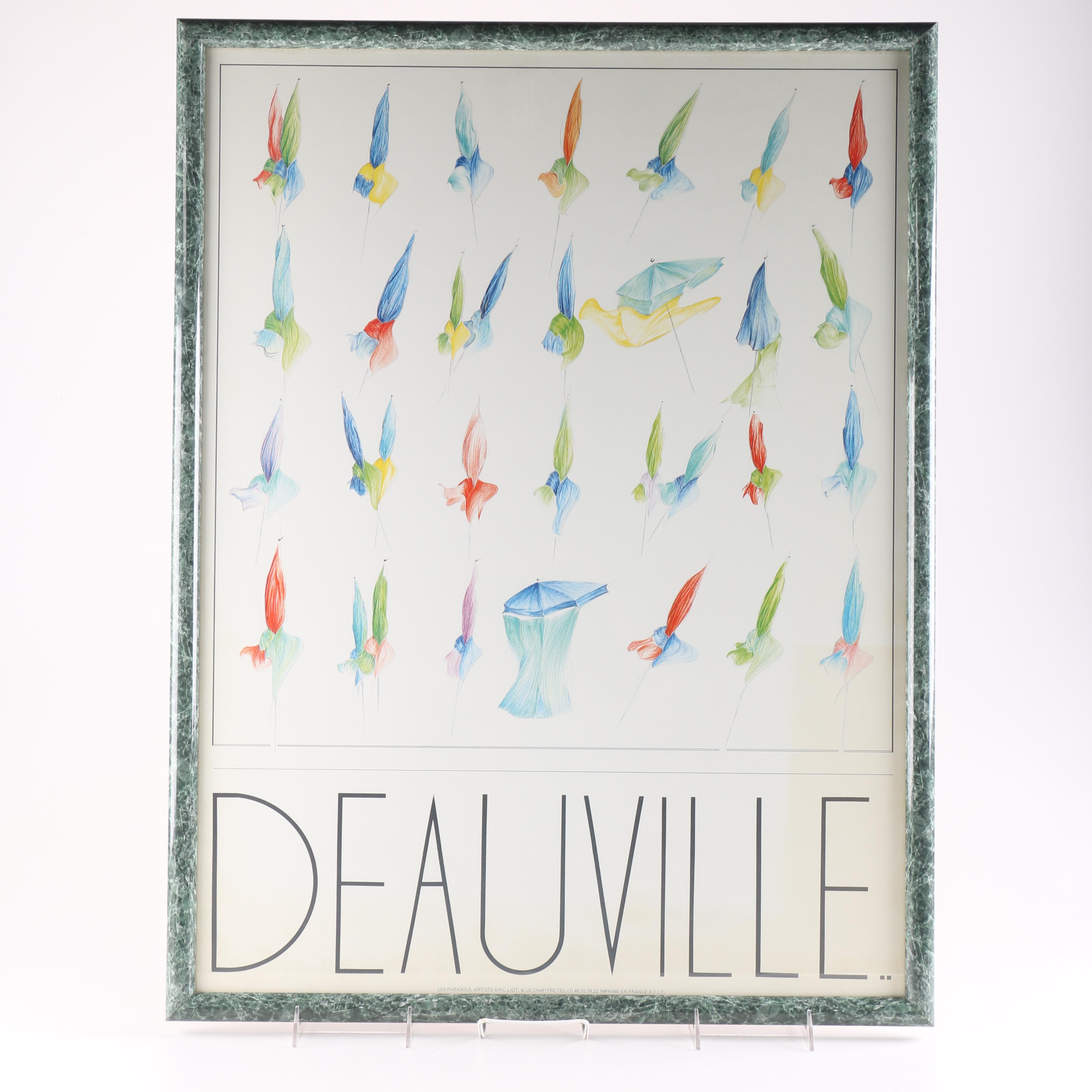 Offset Lithograph Deauville Poster After Eric Liot's "Les Parasols"