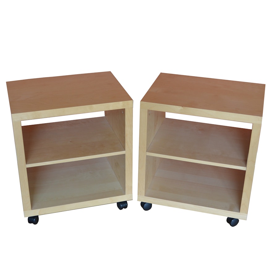 Contemporary Maple Nightstands With Shelves