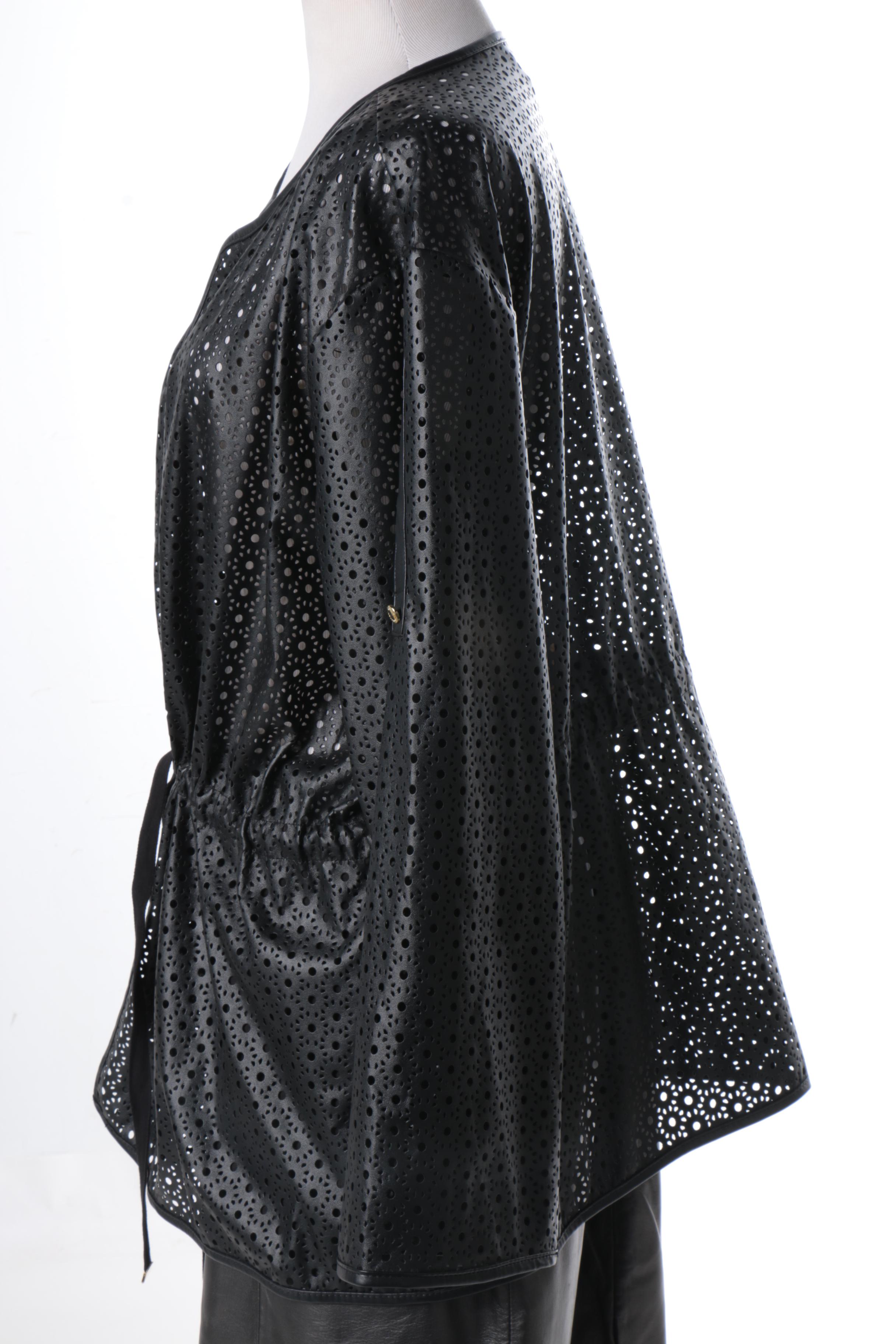 Calvin Klein Faux Leather Tunic Jacket with Lord & Taylor Leather Skirt