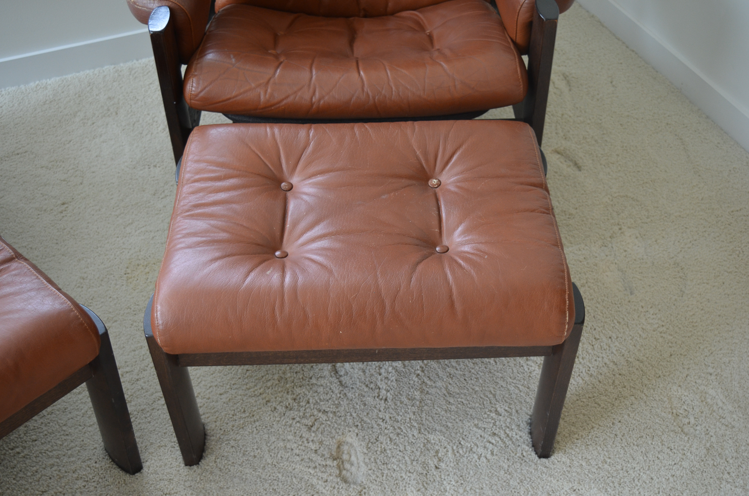 Danish Modern Leather Stressless Amigo Reclining Chair & Ottoman Grouping by Ekornes