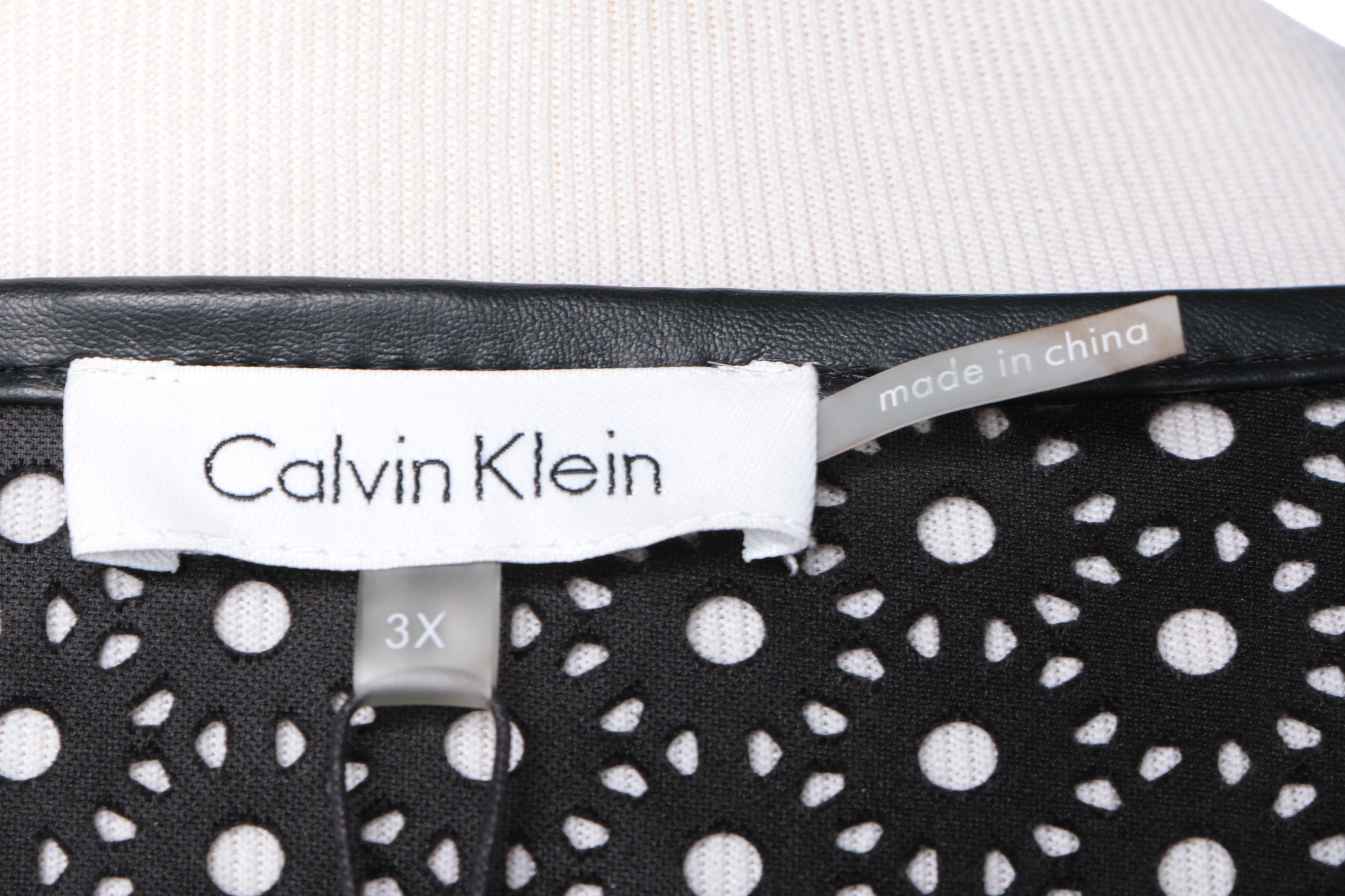 Calvin Klein Faux Leather Tunic Jacket with Lord & Taylor Leather Skirt