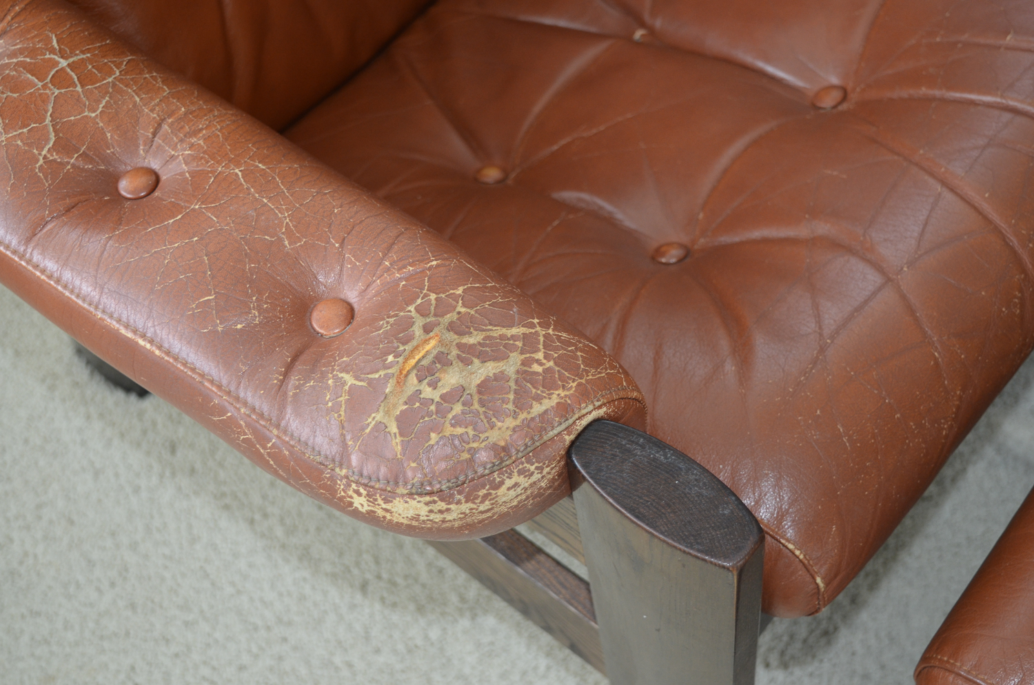 Danish Modern Leather Stressless Amigo Reclining Chair & Ottoman Grouping by Ekornes