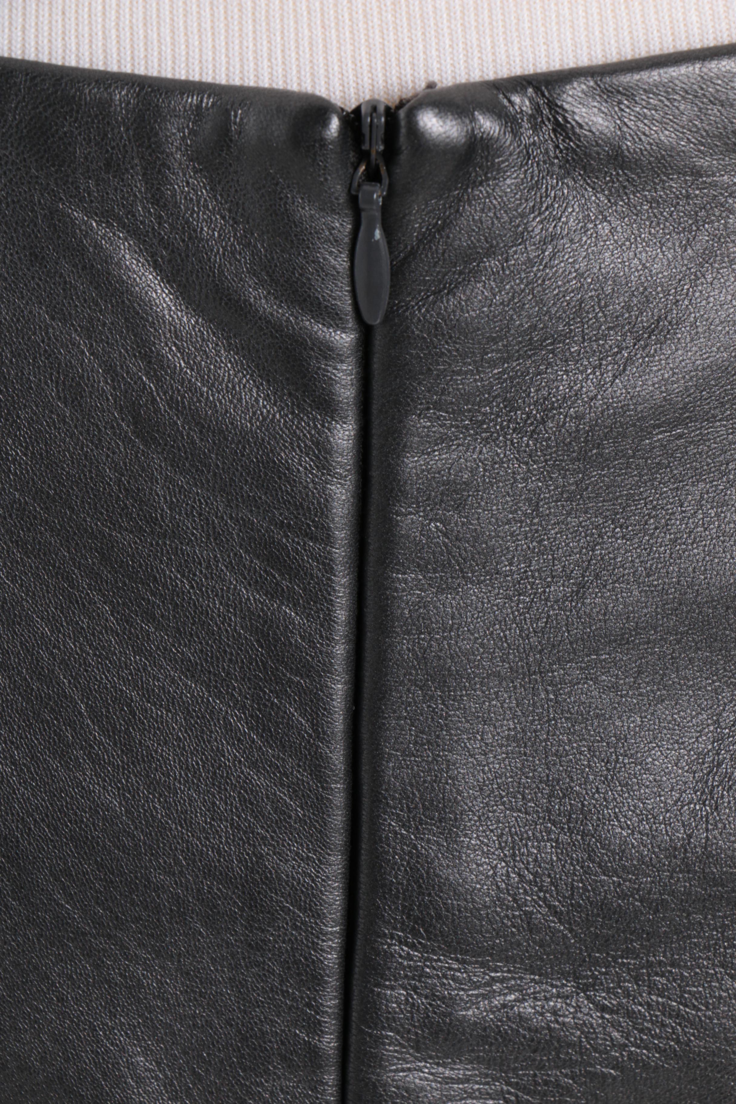 Calvin Klein Faux Leather Tunic Jacket with Lord & Taylor Leather Skirt