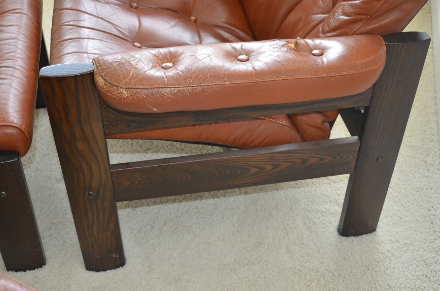 Danish Modern Leather Stressless Amigo Reclining Chair & Ottoman Grouping by Ekornes