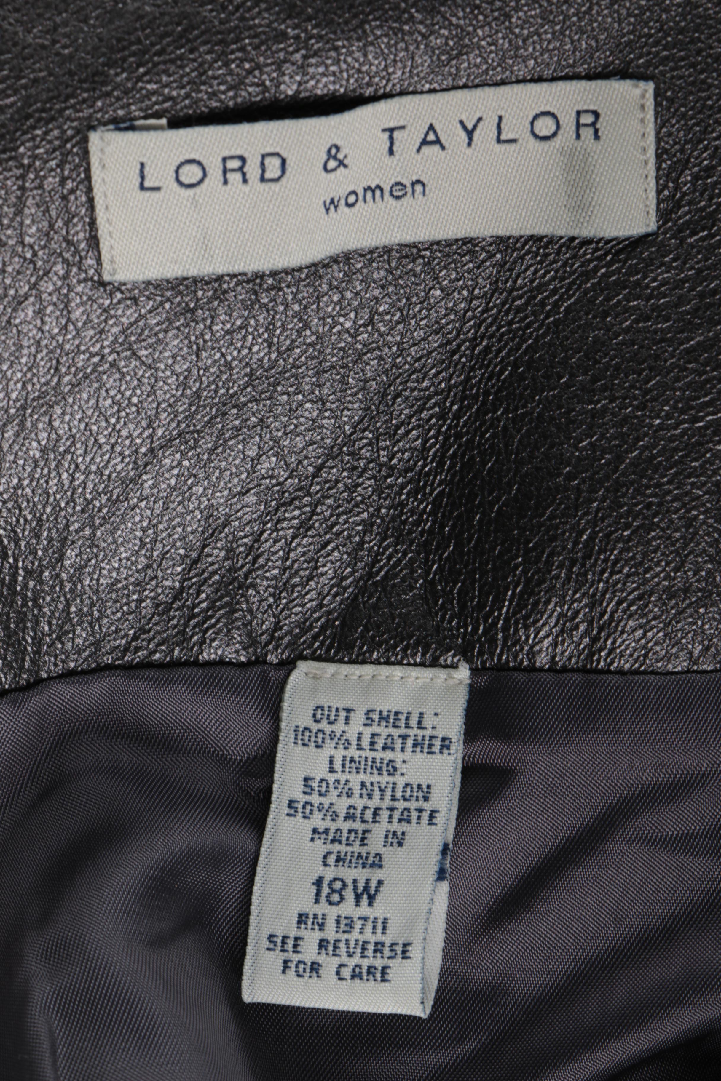 Calvin Klein Faux Leather Tunic Jacket with Lord & Taylor Leather Skirt