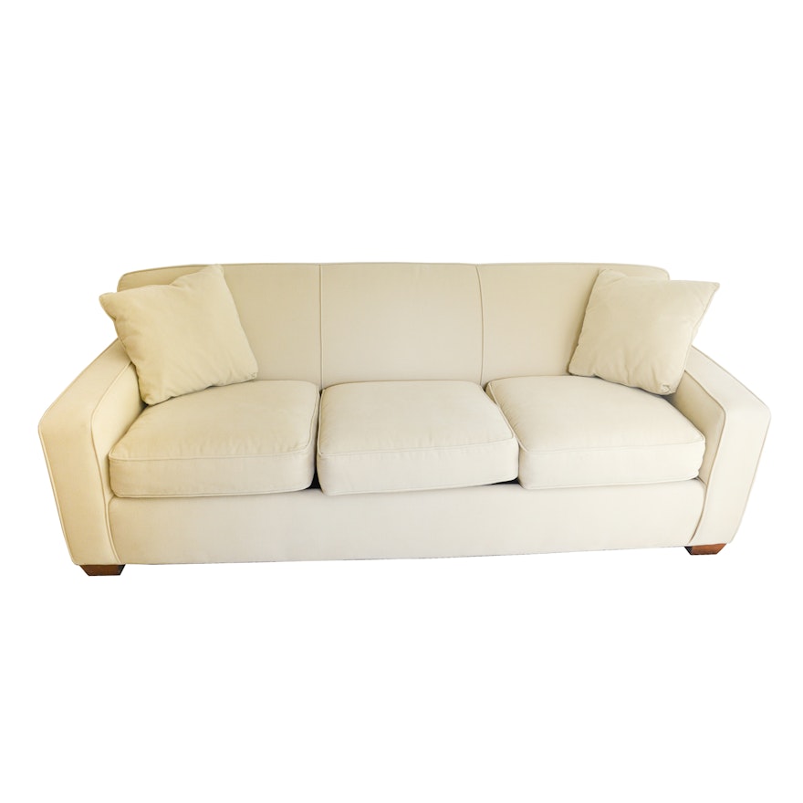 Beige Queen Size Pull-Out Sofa With Lee Industries Mattress