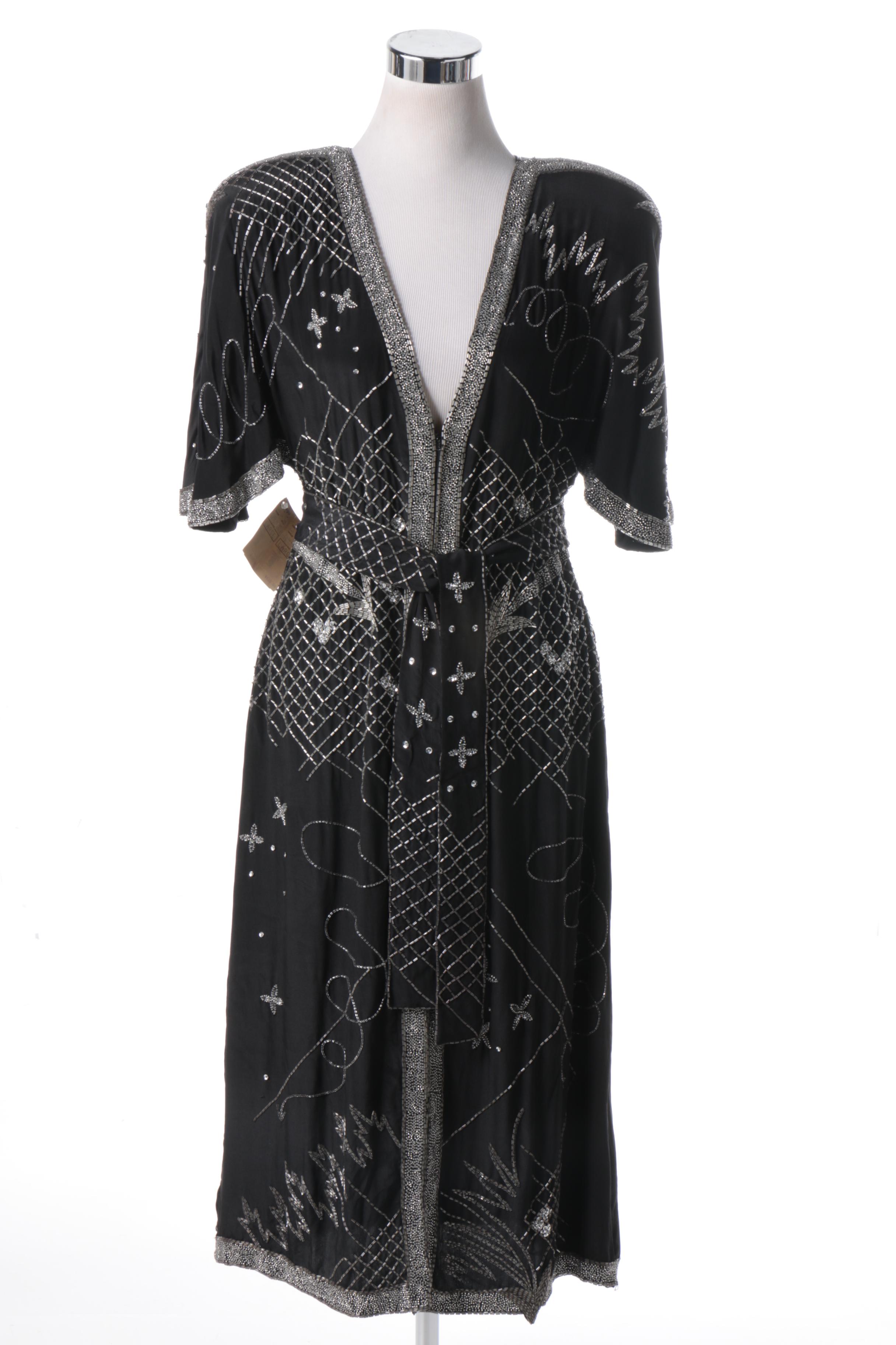 Neiman Marcus Black Embellished  Dress