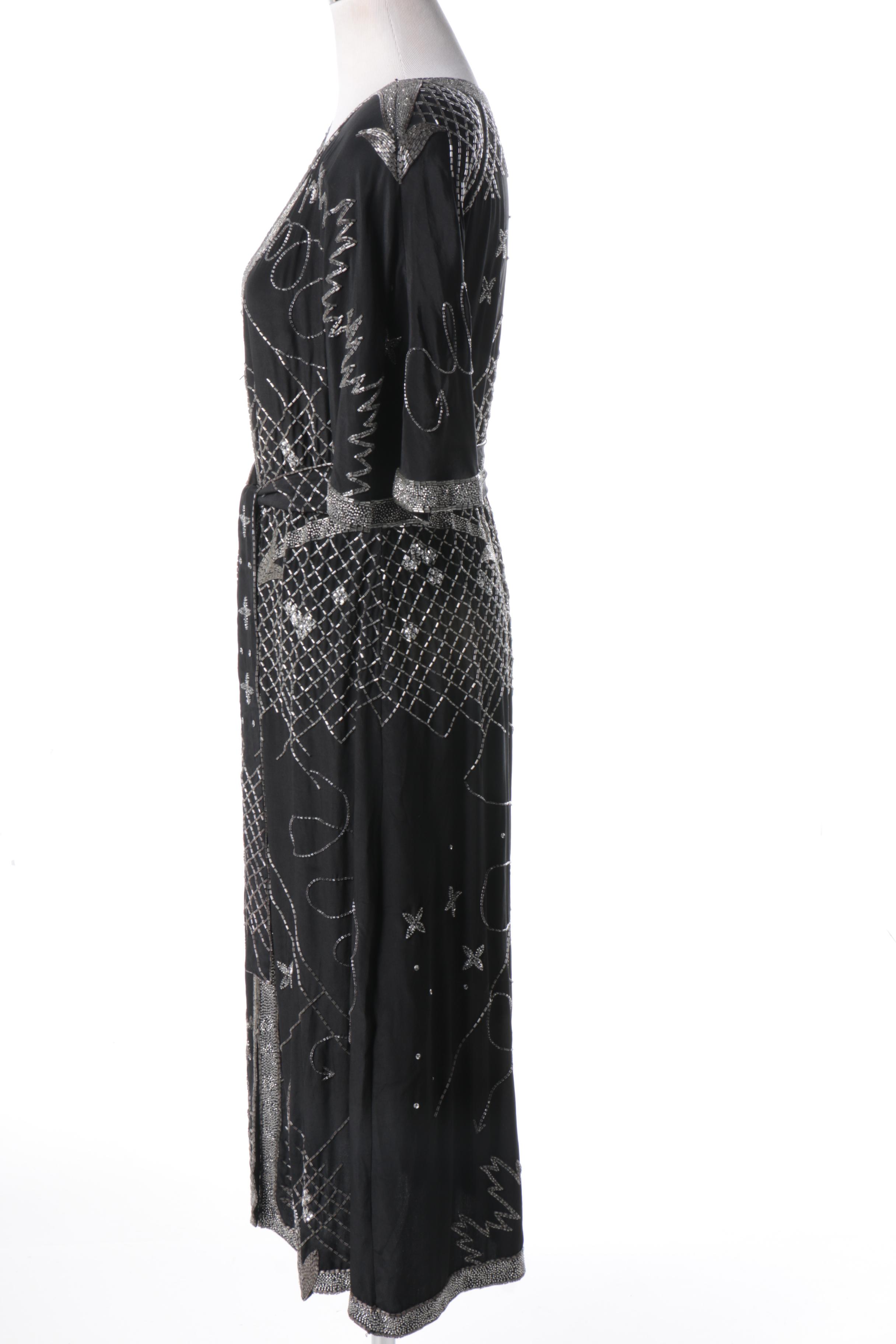 Neiman Marcus Black Embellished  Dress