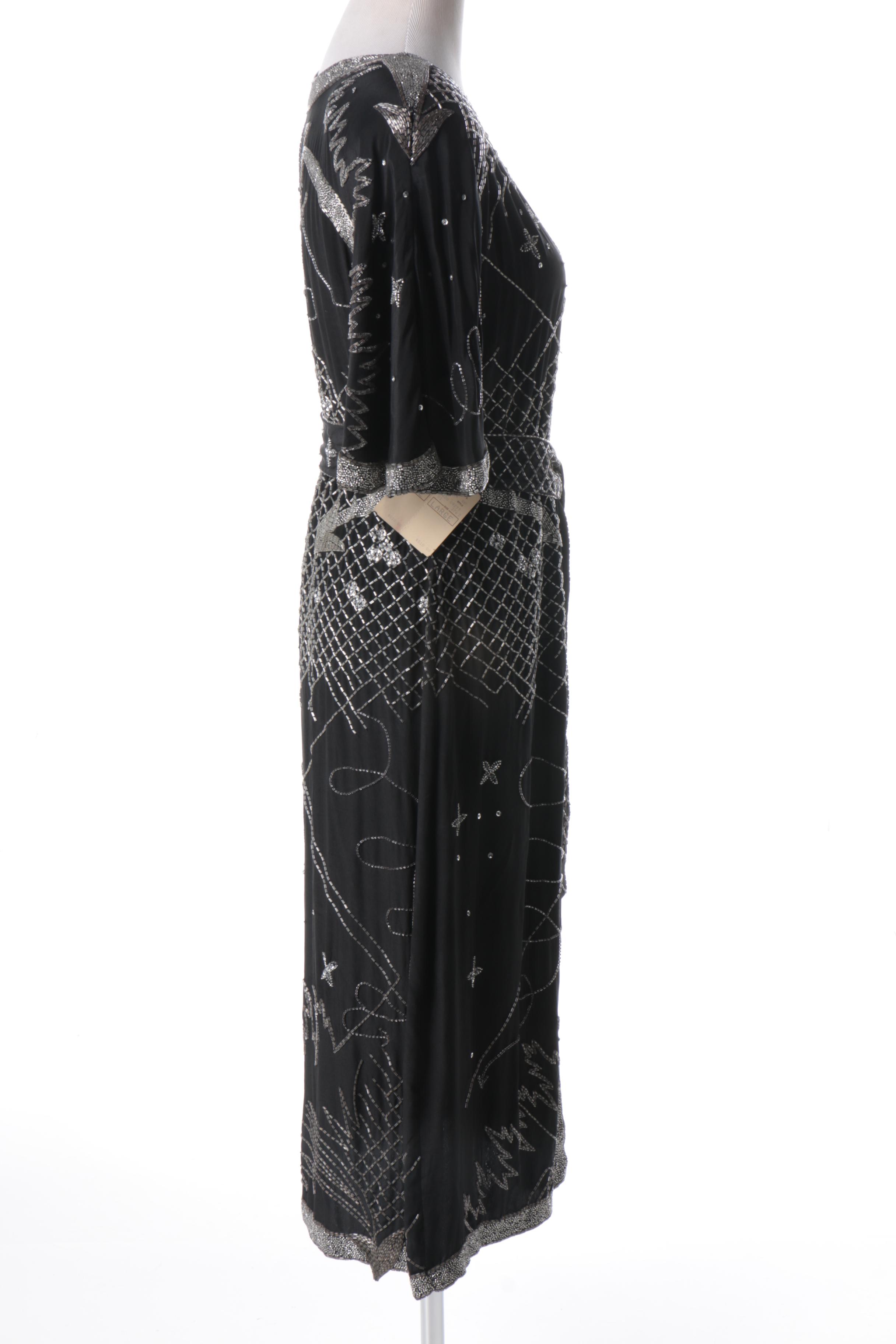 Neiman Marcus Black Embellished  Dress