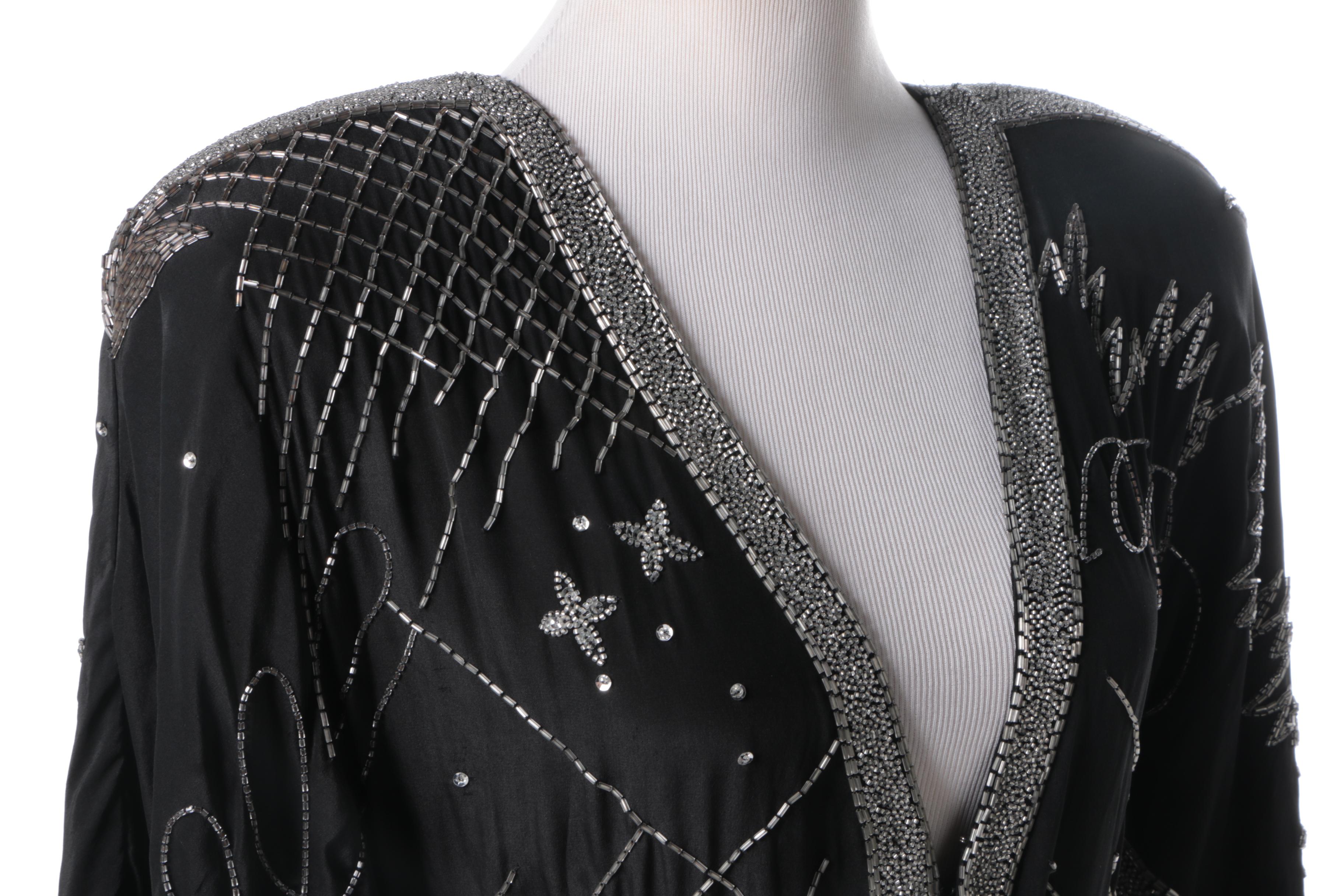 Neiman Marcus Black Embellished  Dress