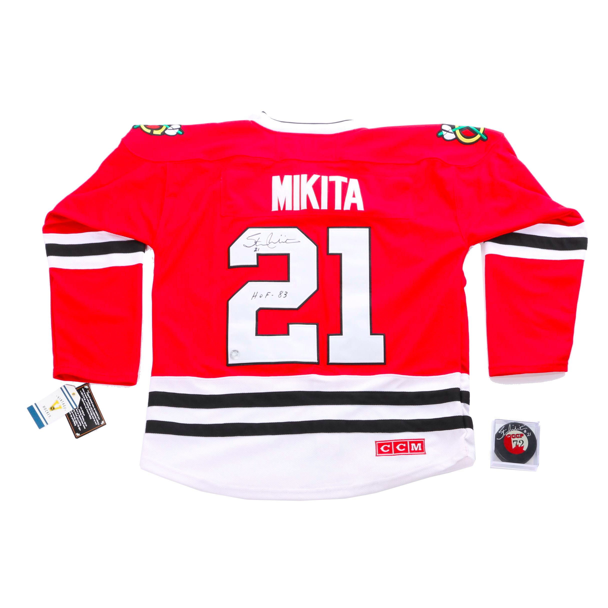 Stan Mikita Signed Jersey and Puck