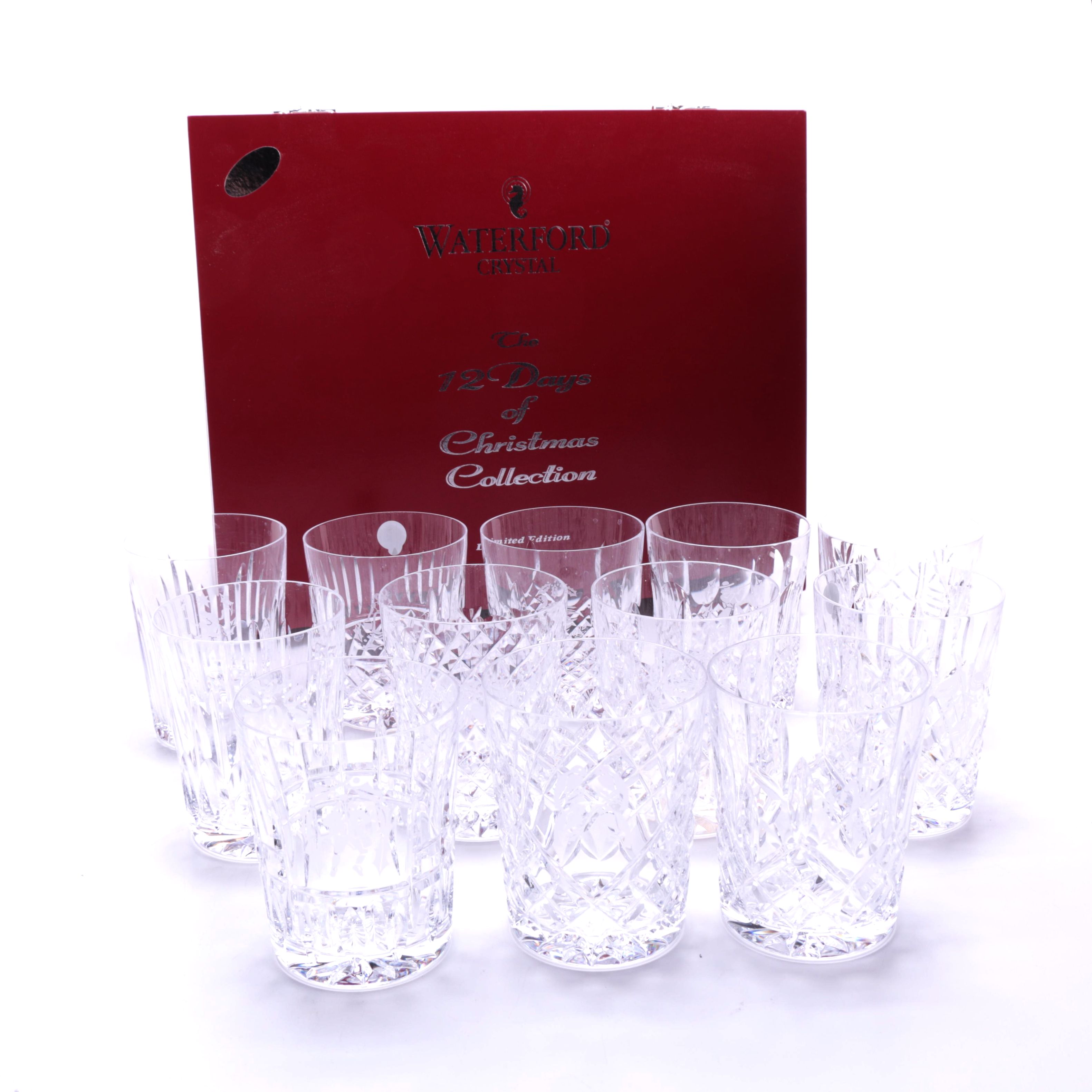 Waterford Crystal Limited Edition "12 Days of Christmas" Double Old-Fashioned Glasses