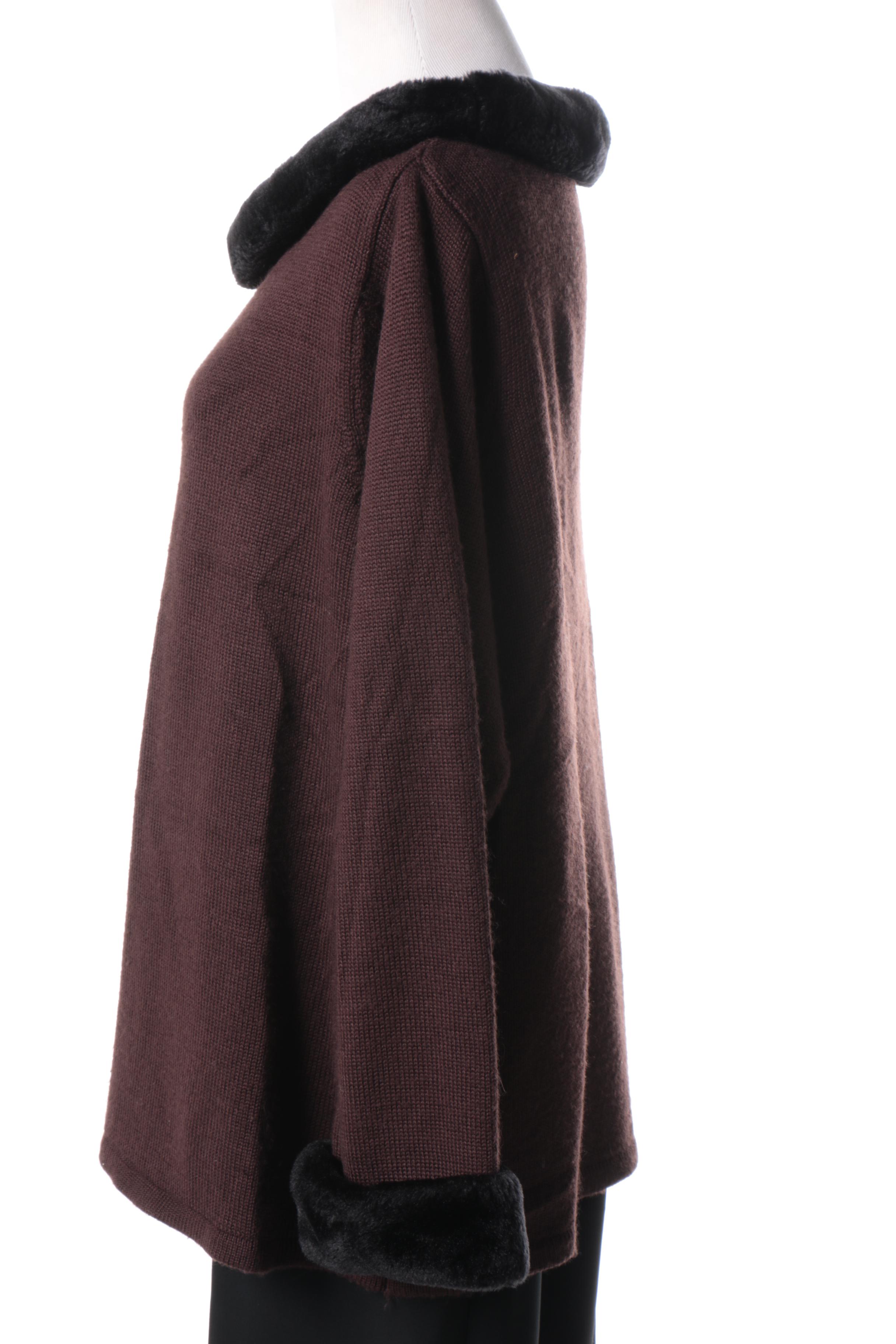 Nina Leonard Sweater With Faux Fur Collar and Jones New York Pants