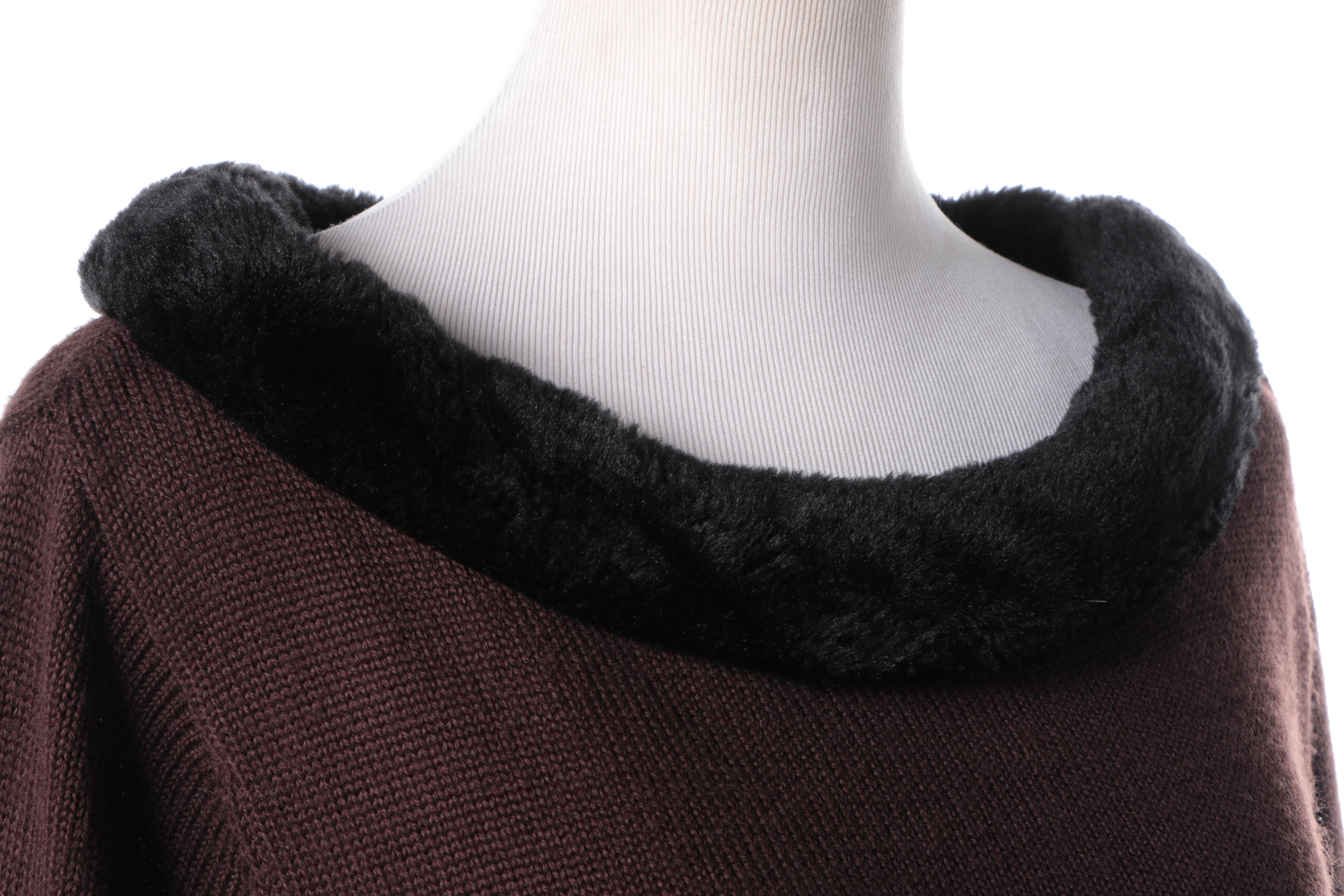 Nina Leonard Sweater With Faux Fur Collar and Jones New York Pants