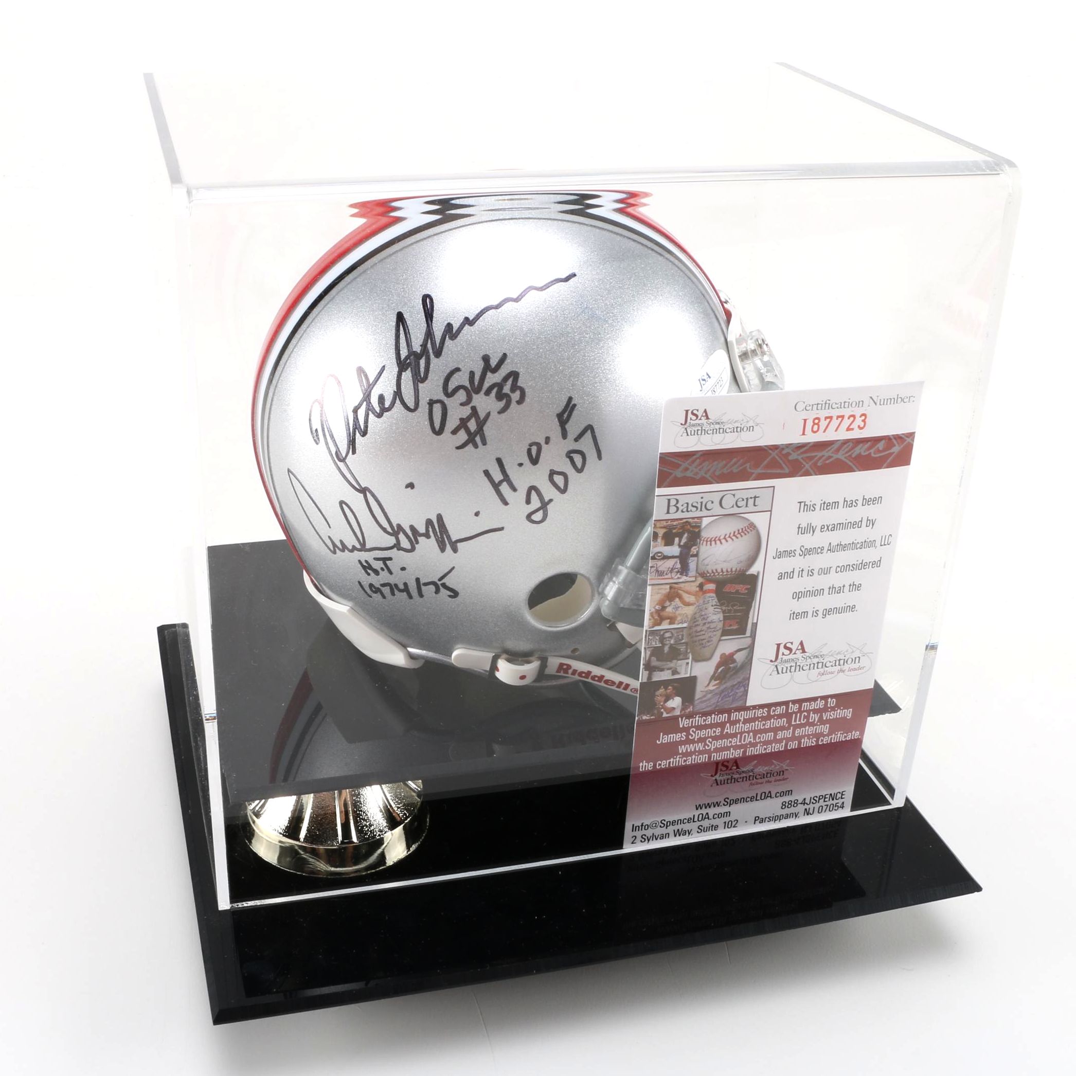 Pete Johnson and Archie Griffin Signed Ohio State Mini Helmet