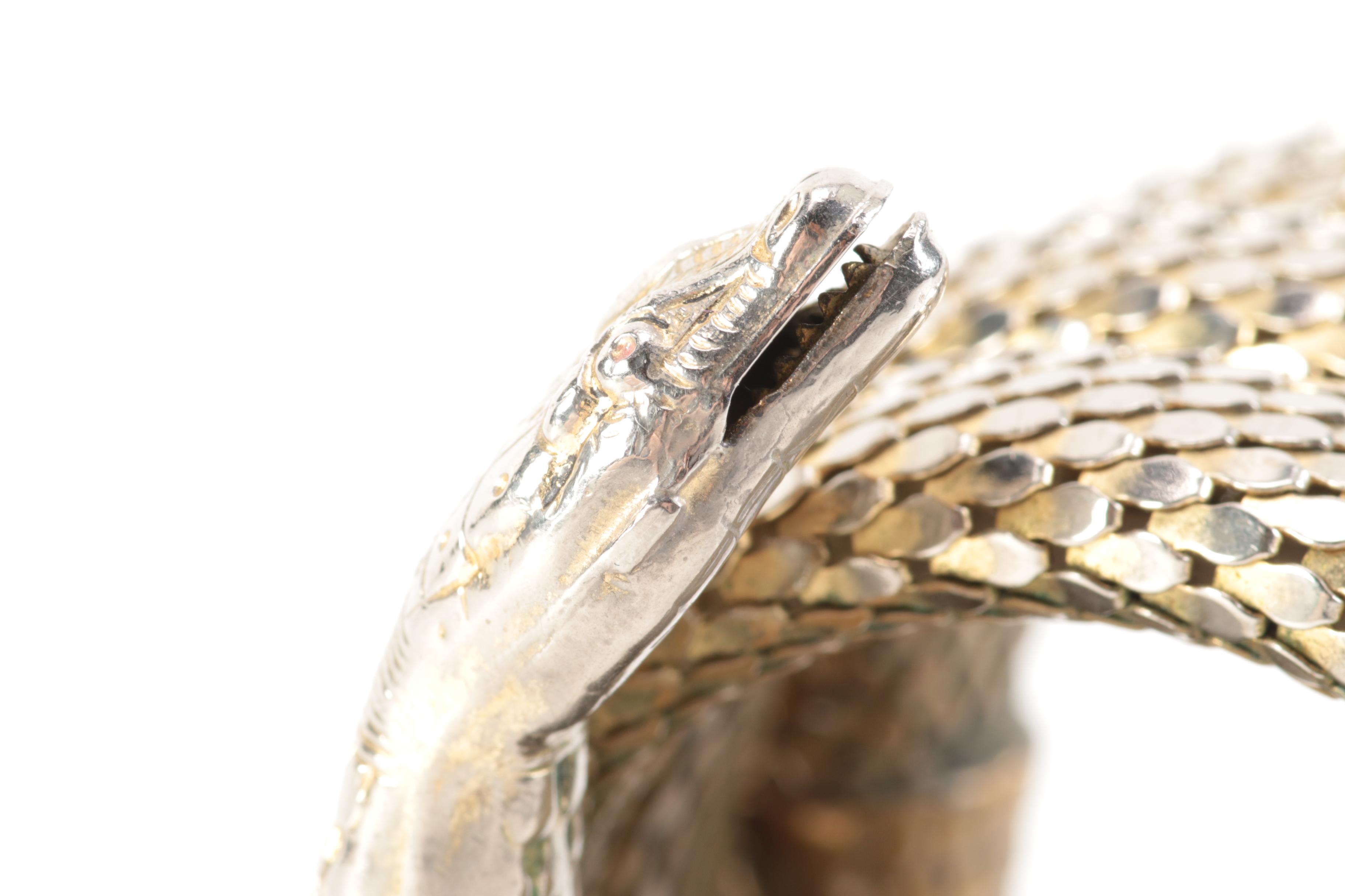 Vintage Whiting & Davis Triple Coil Snake Bracelet