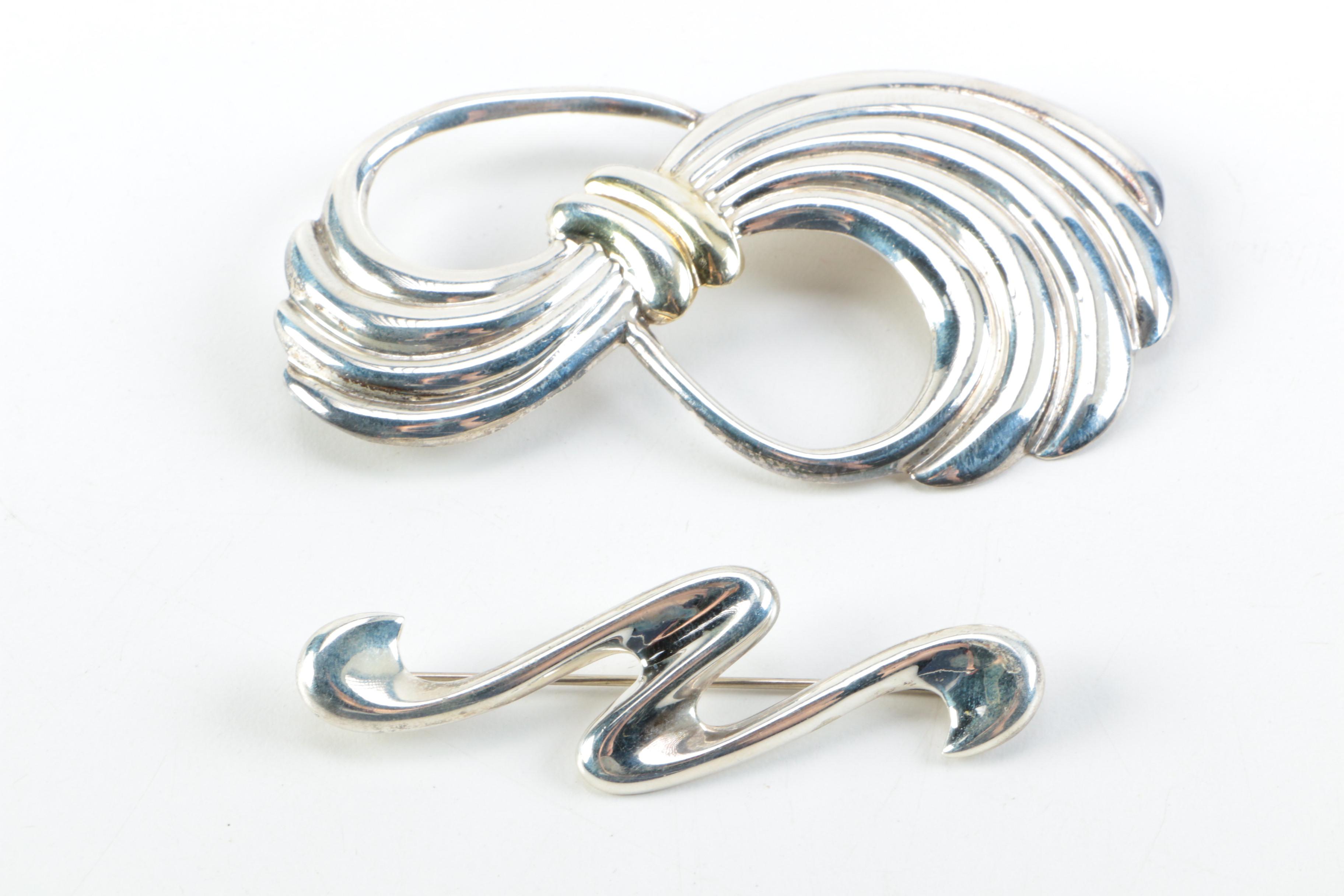 Sterling Silver Brooches Including Danecraft