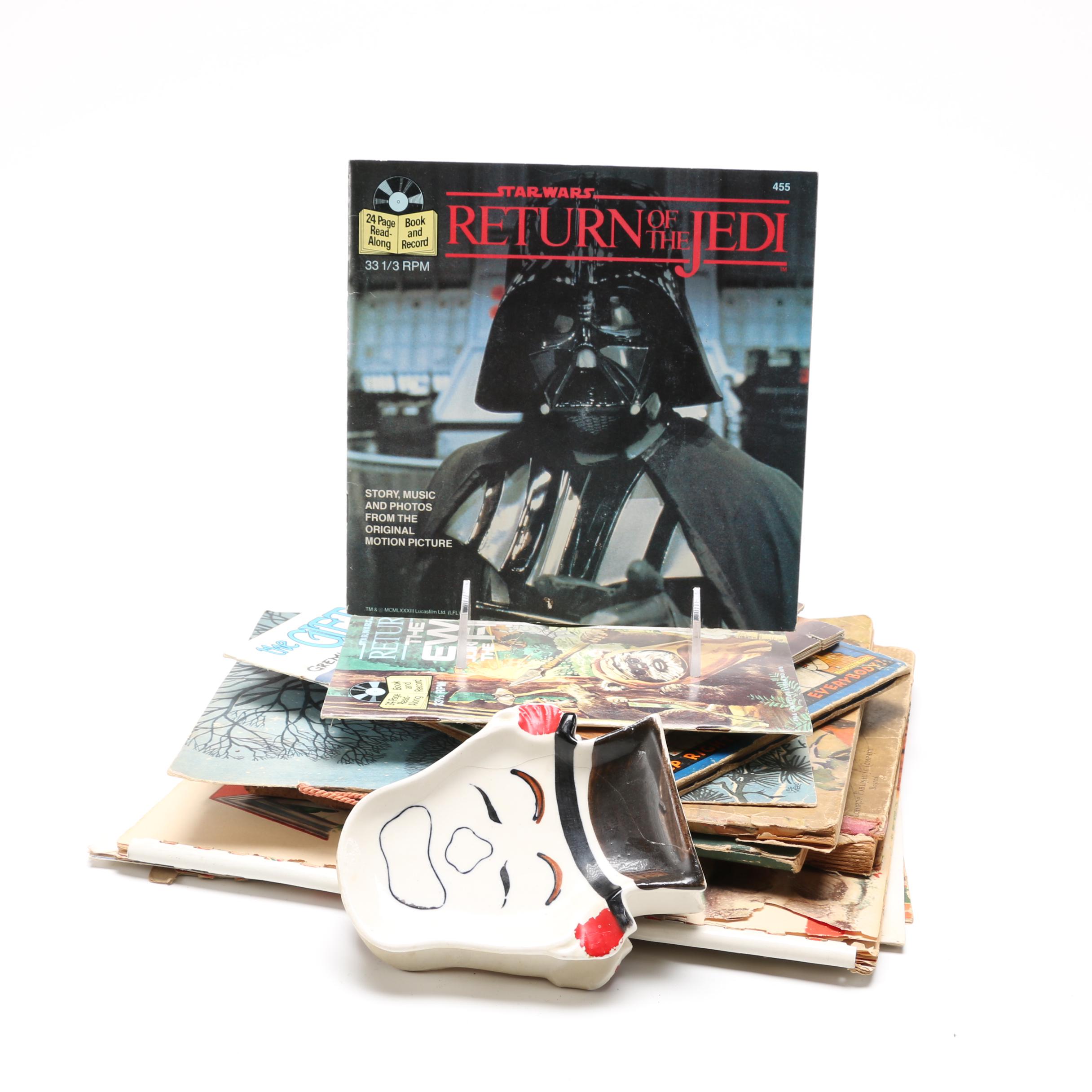 Vintage Children's Books Including 1980s Read-Along Records