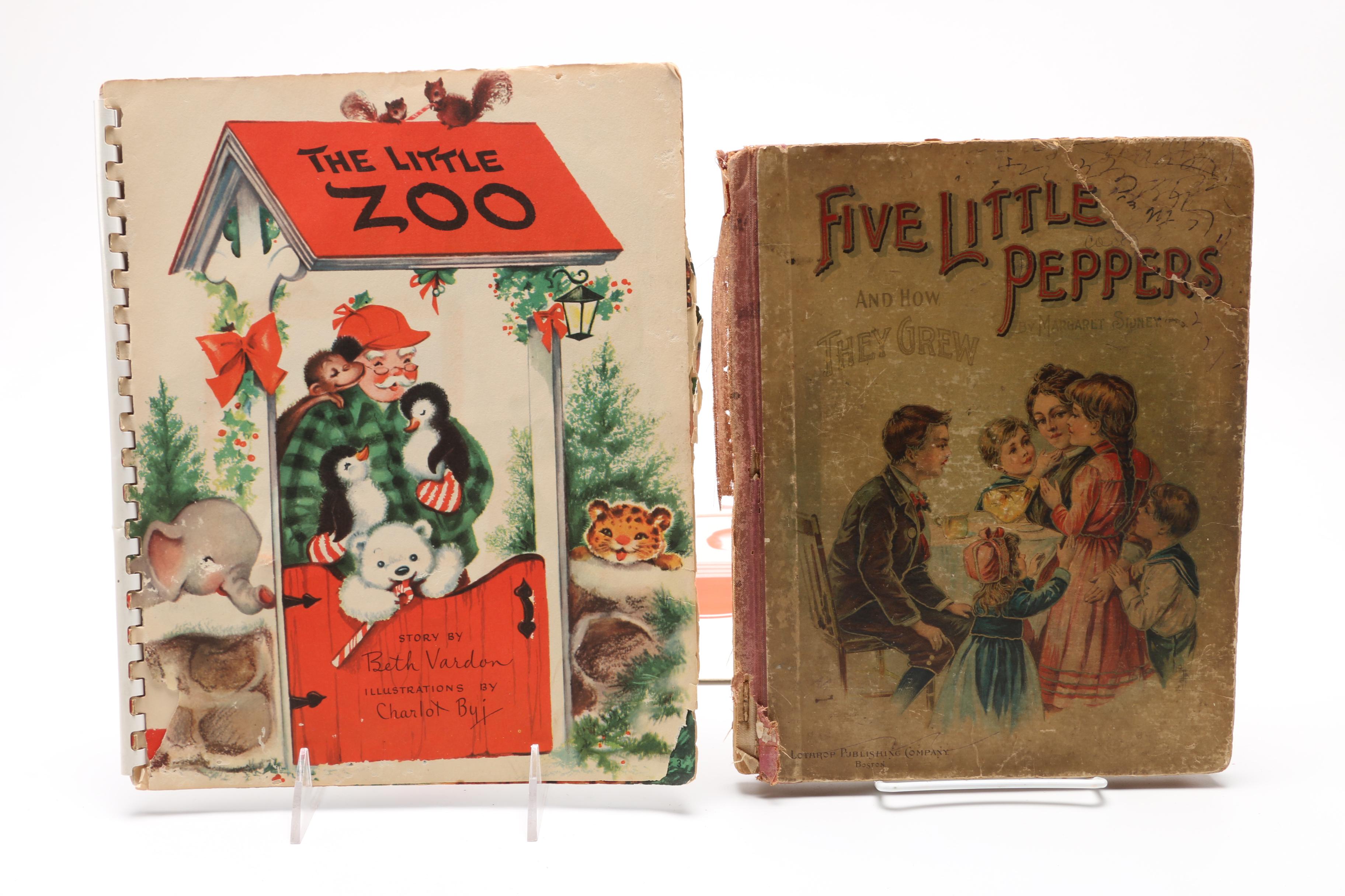 Vintage Children's Books Including 1980s Read-Along Records