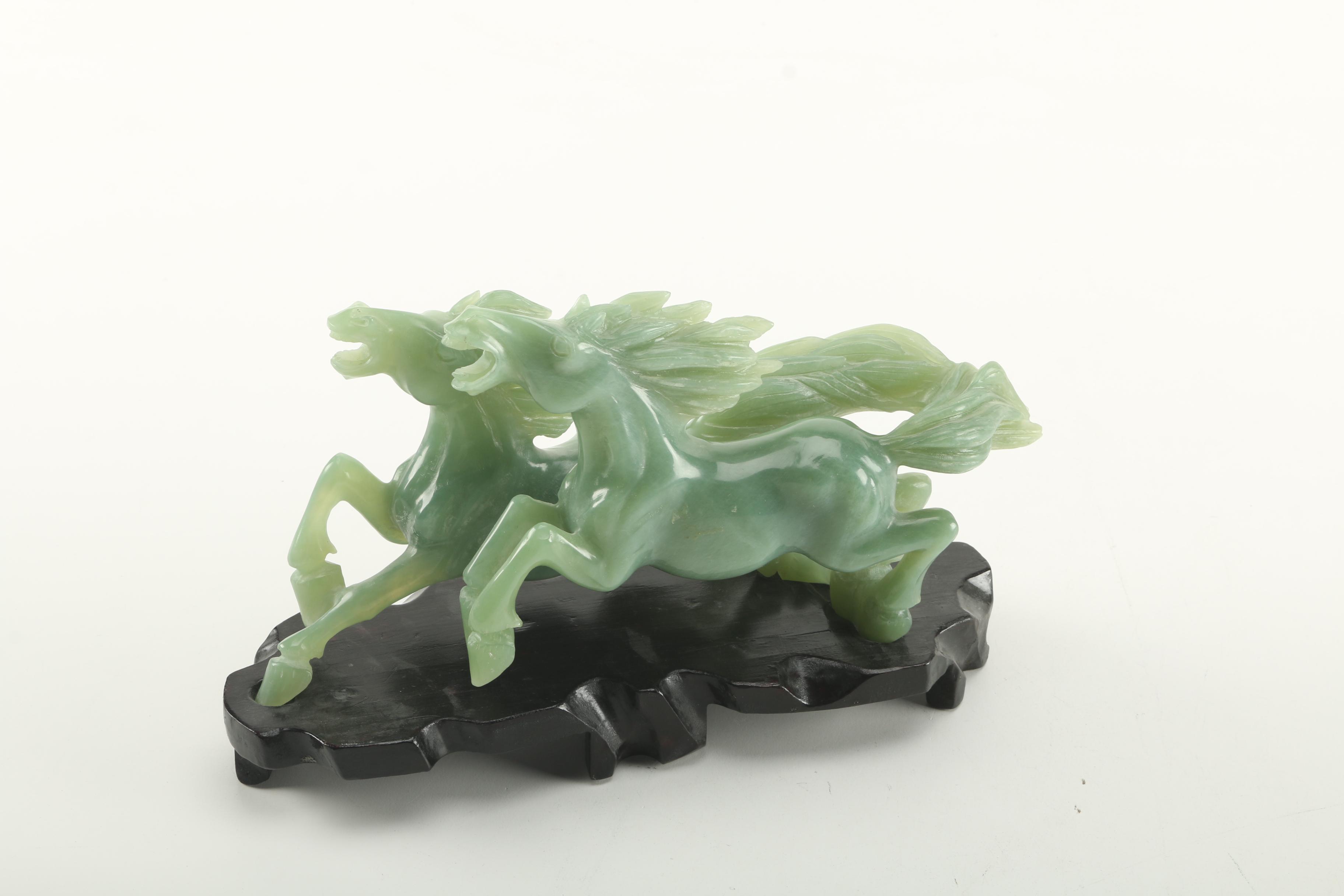 Bowenite Carved Galloping Horse Figurines