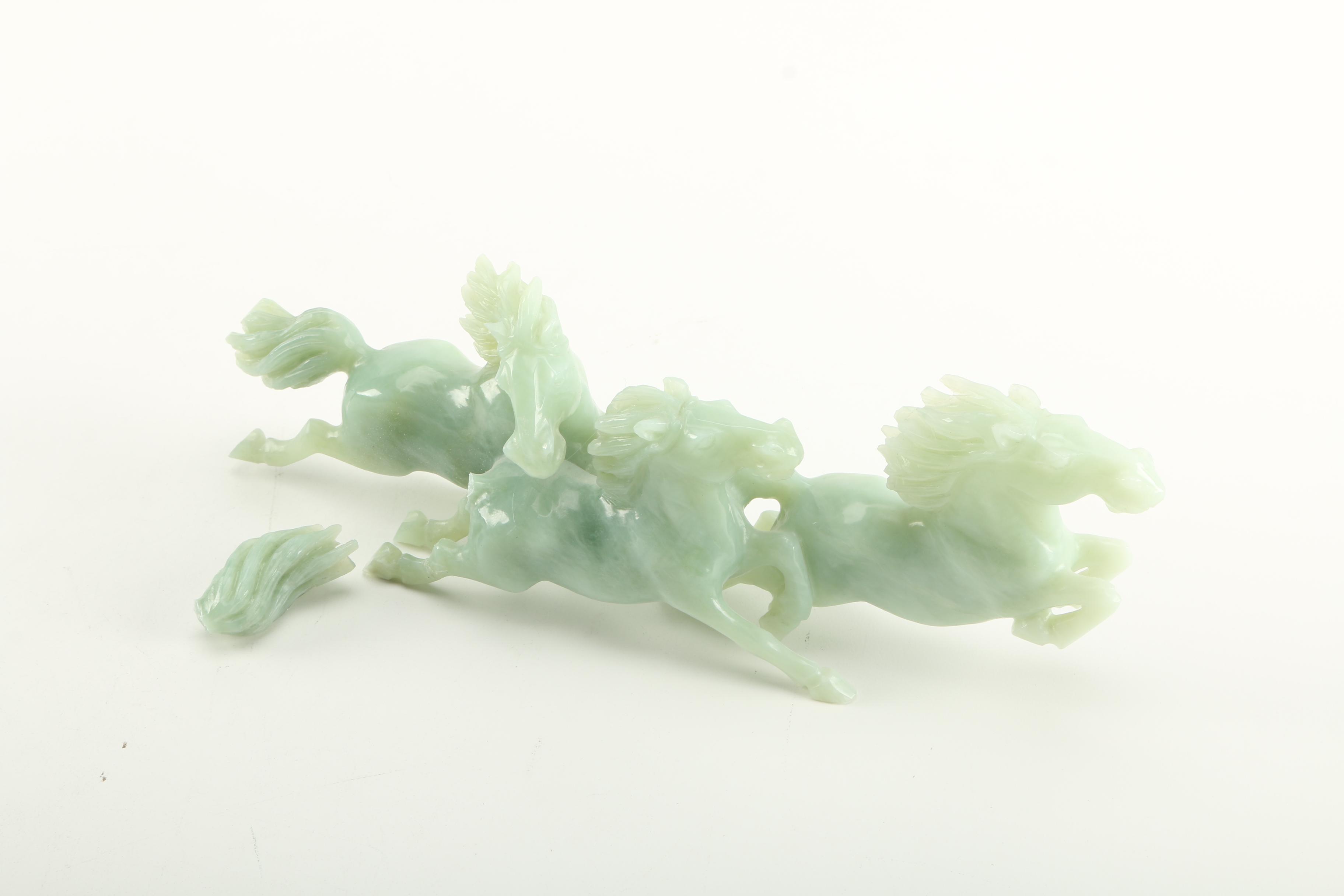 Bowenite Carved Galloping Horse Figurines