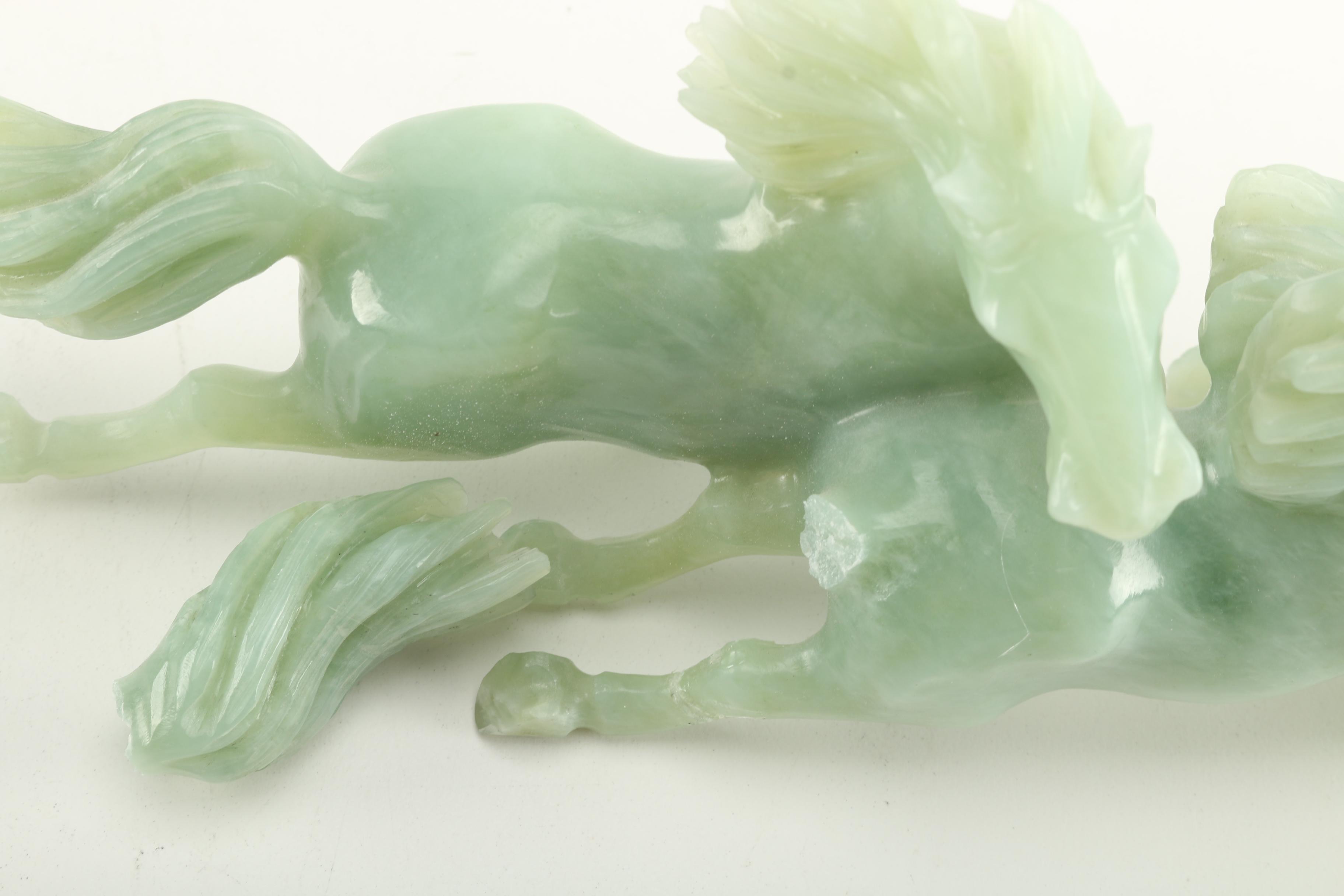 Bowenite Carved Galloping Horse Figurines