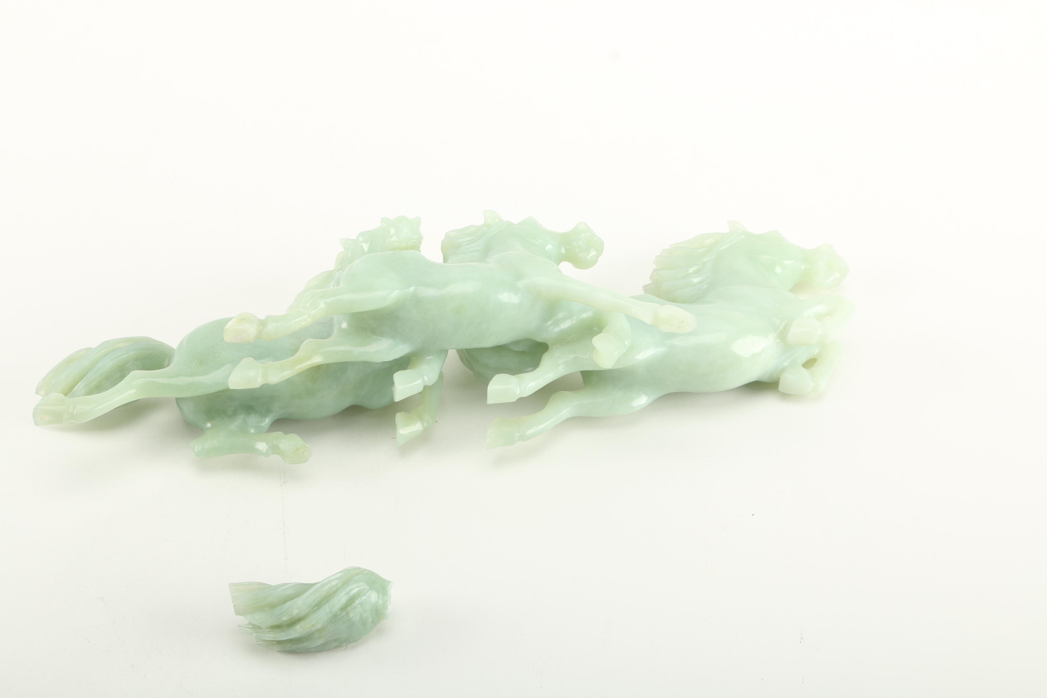 Bowenite Carved Galloping Horse Figurines