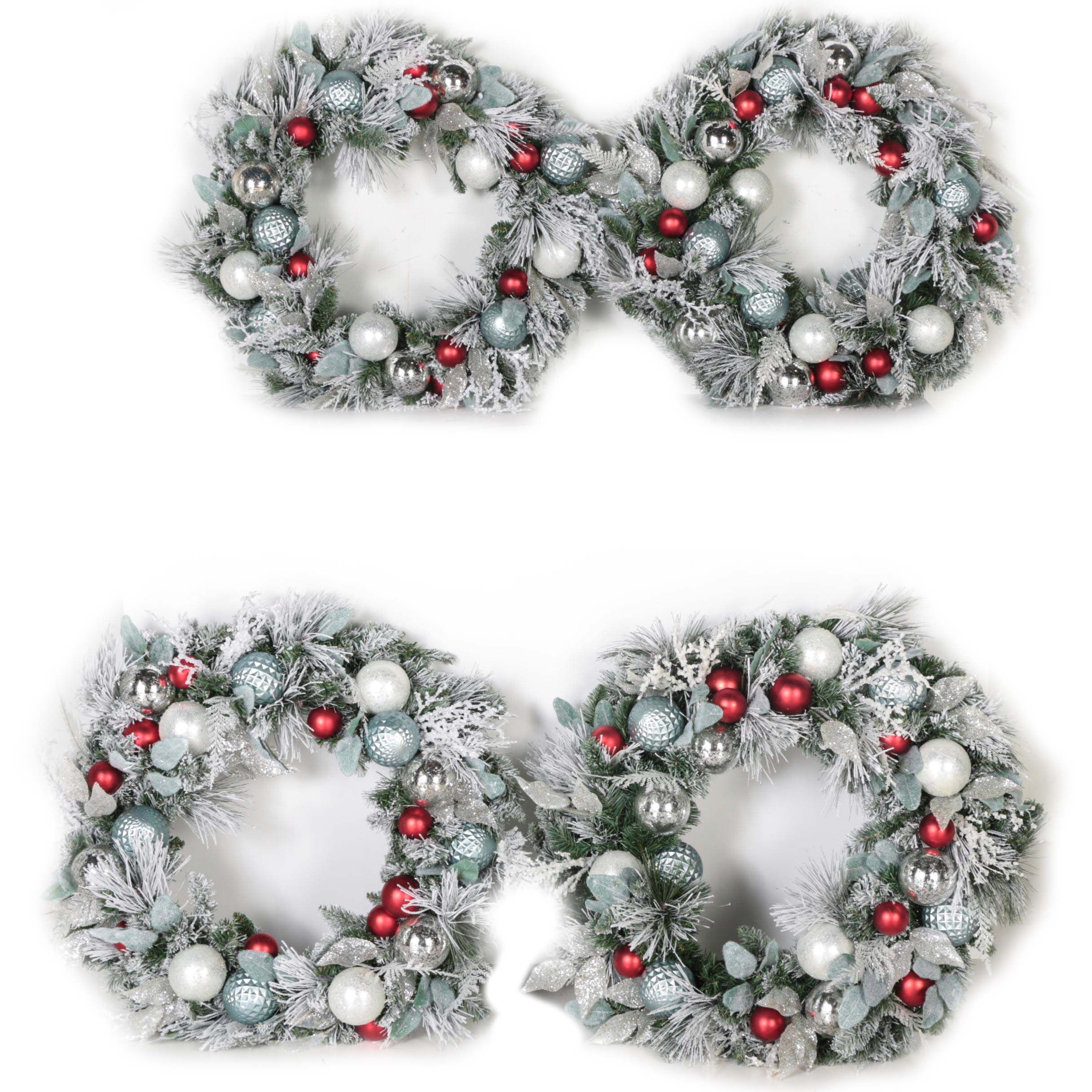 Four Pottery Barn Frosted Wreaths