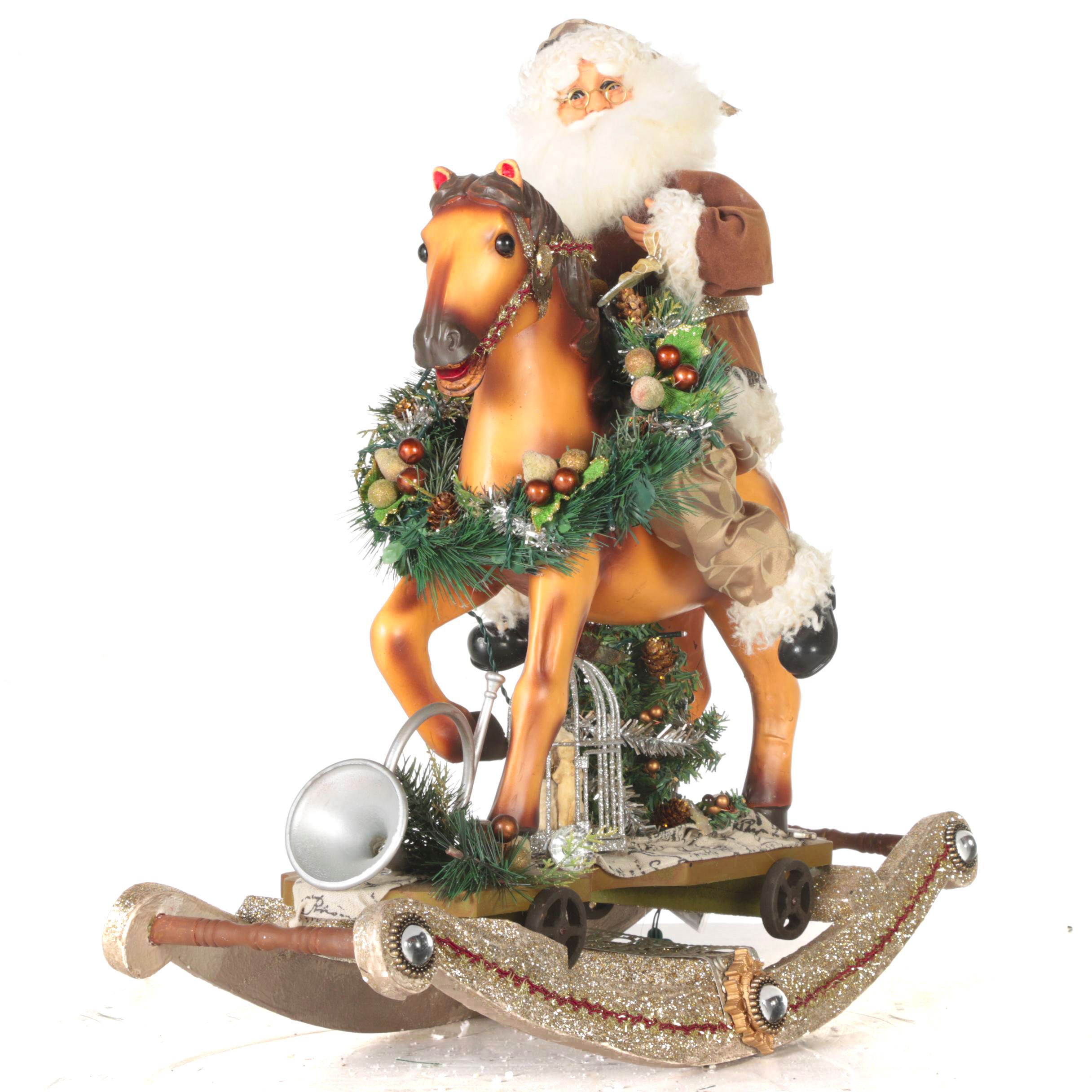 Karen Didion Originals Santa Claus Rocking Horse Figurine