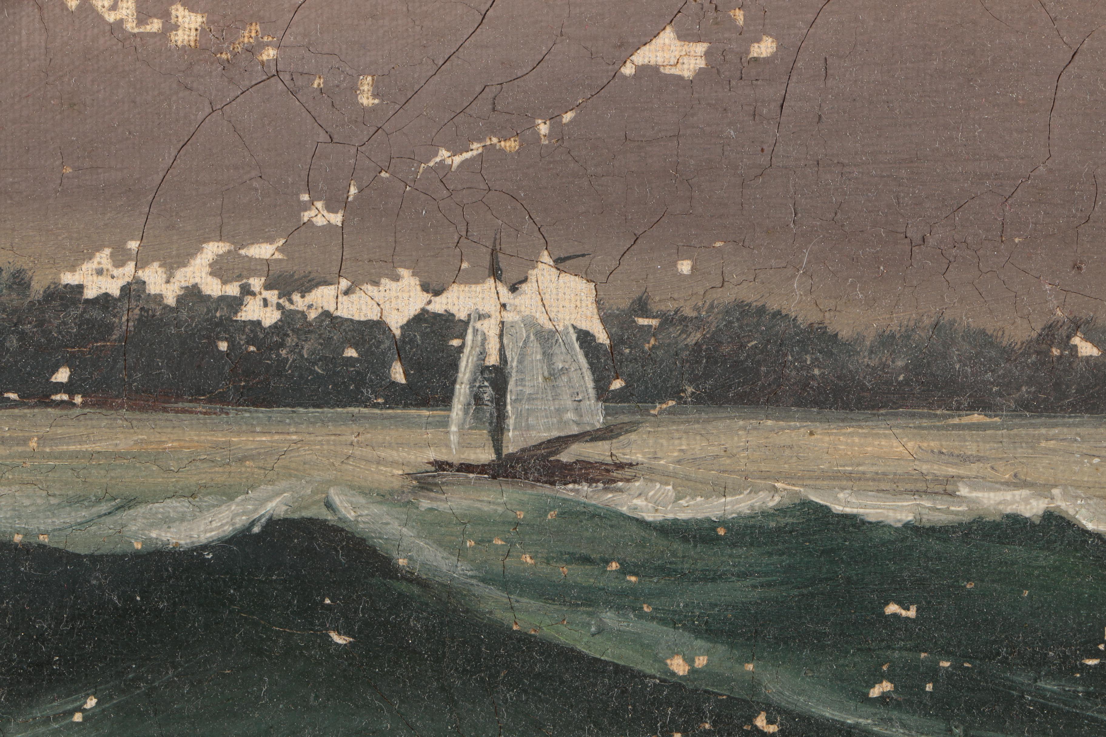 Grace Anderson Early 20th Century Oil on Canvas of Portland Head Lighthouse