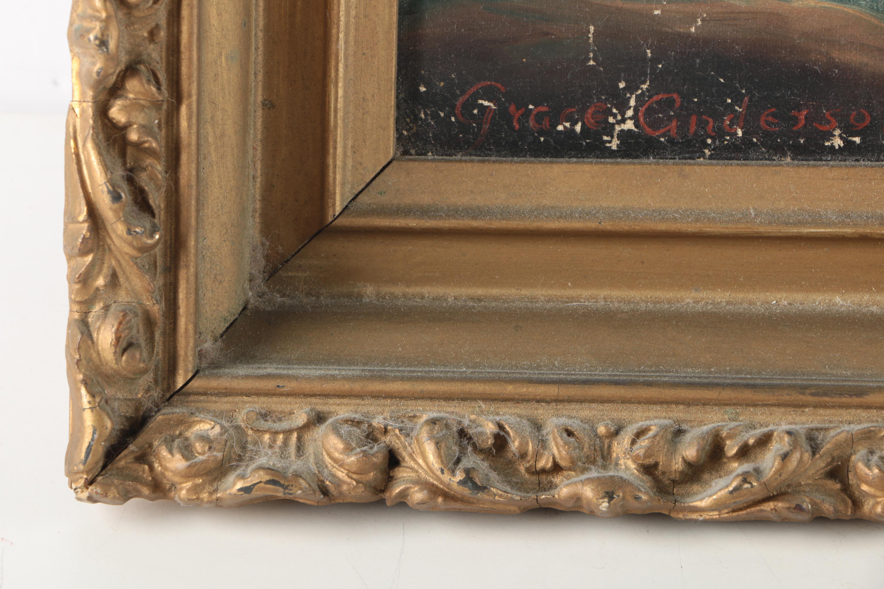 Grace Anderson Early 20th Century Oil on Canvas of Portland Head Lighthouse