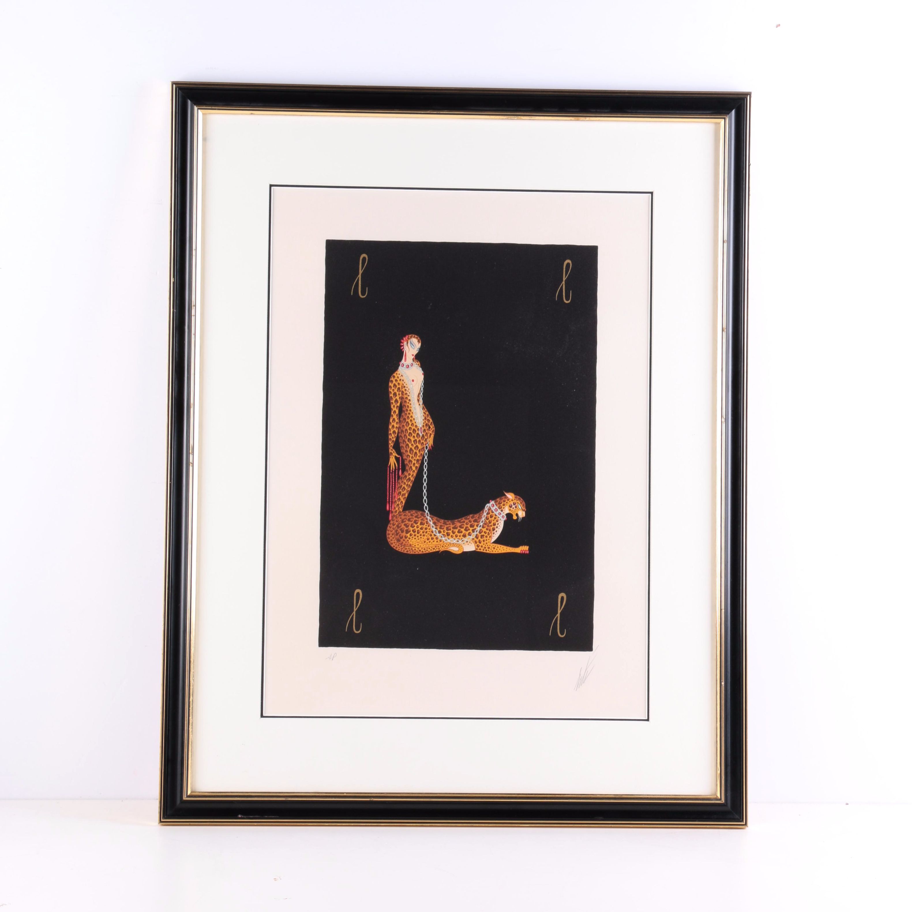 Erté Artist Proof Serigraph and Lithograph "Alphabet Letter L"