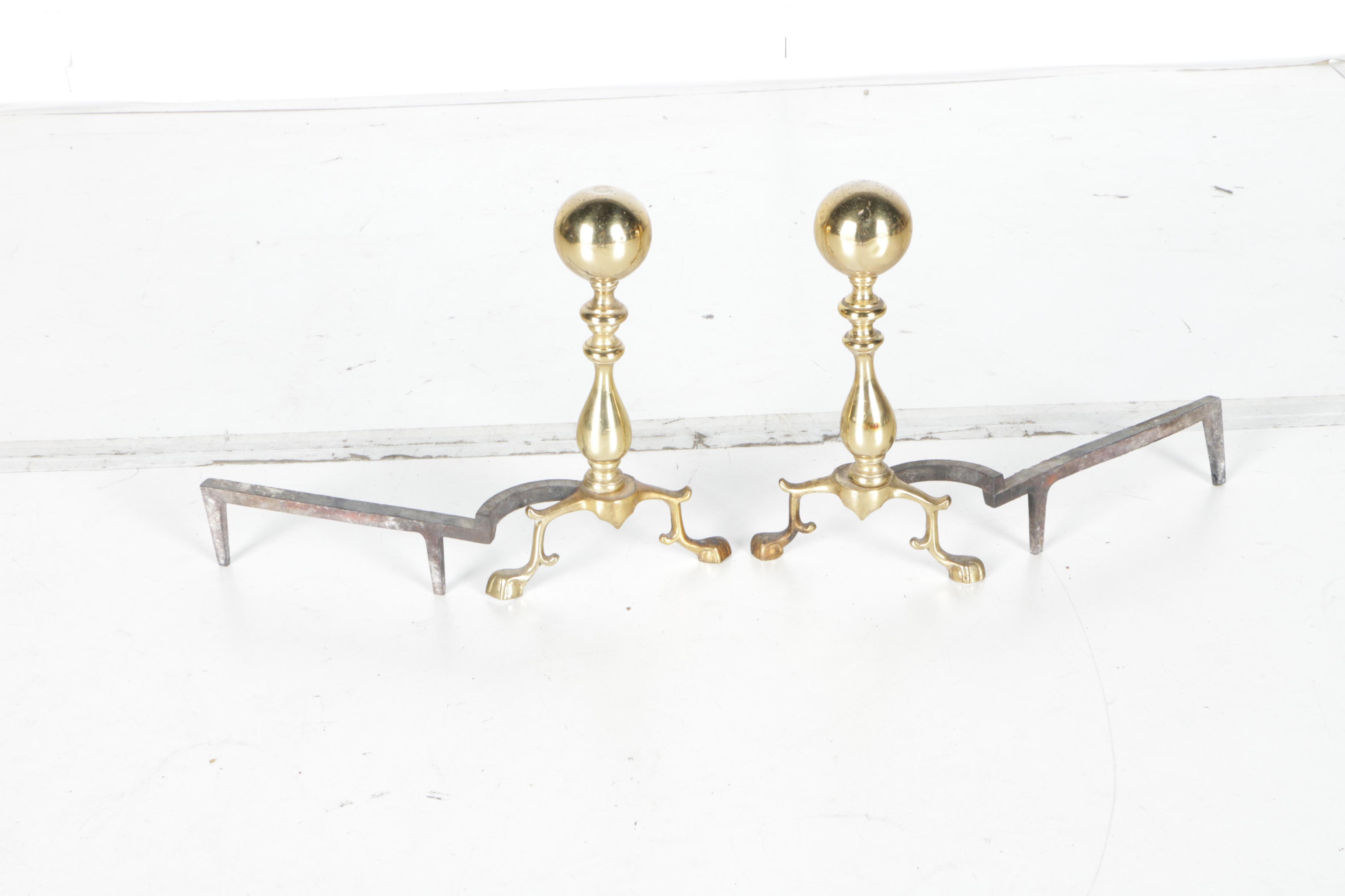 Black Wood Stove and Andirons