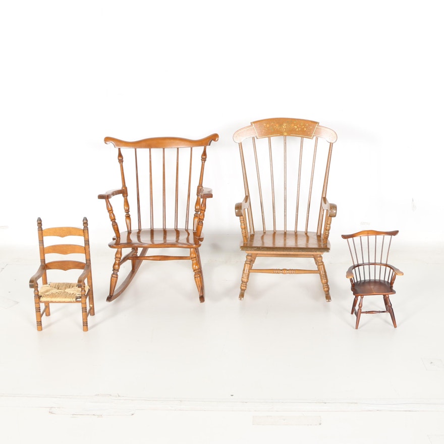 Four Windsor Style Rocking Chairs