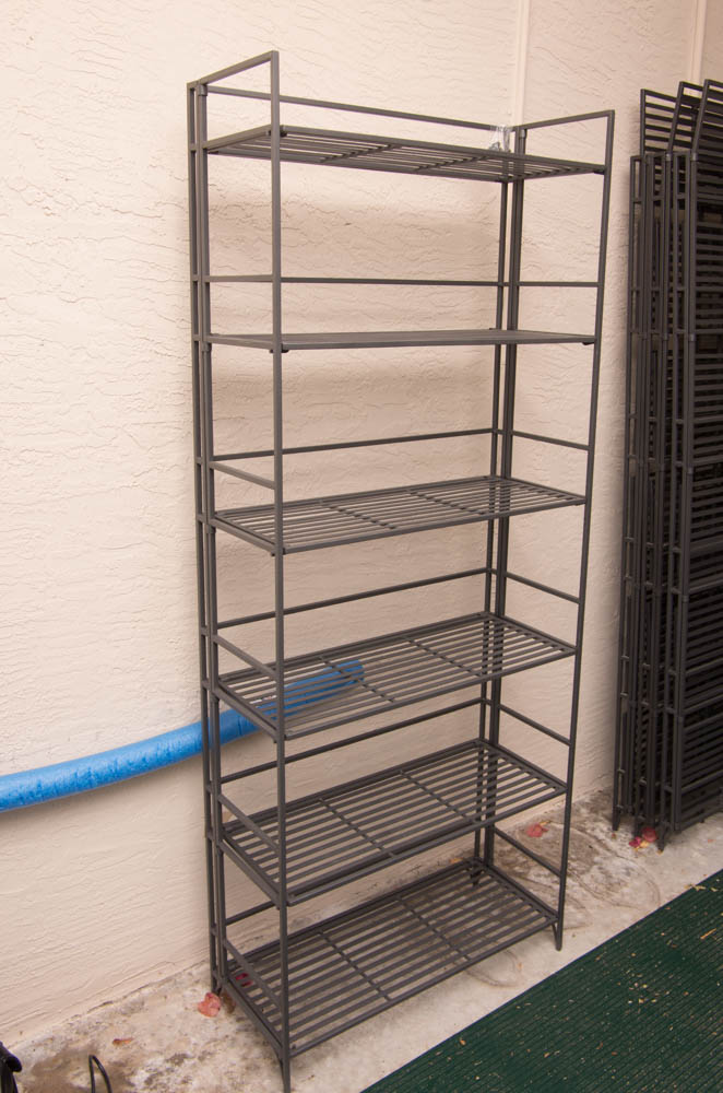 Three Steel Folding Steel Shelving Units