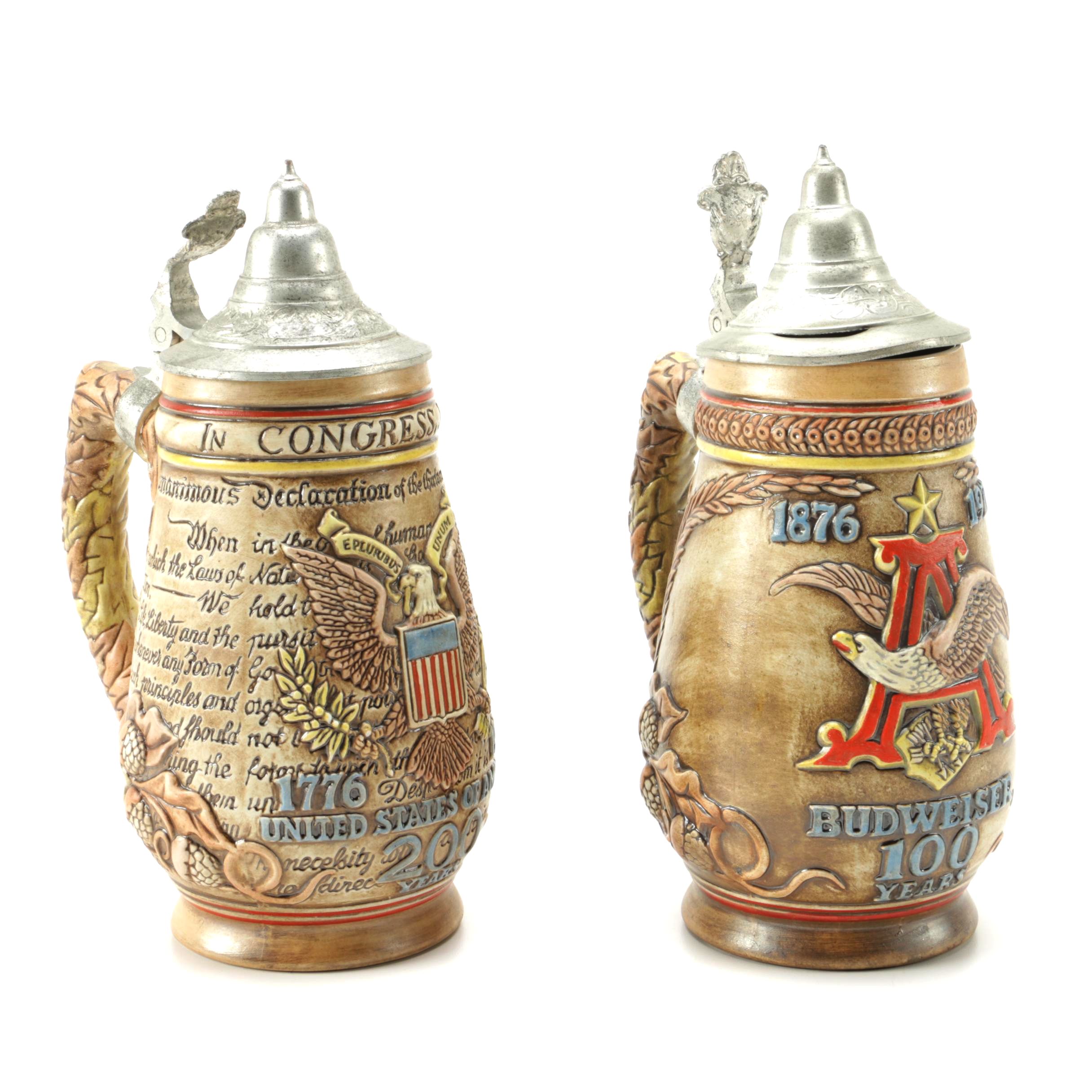 1976 US Bicentennial and Budweiser Centennial Beer Steins