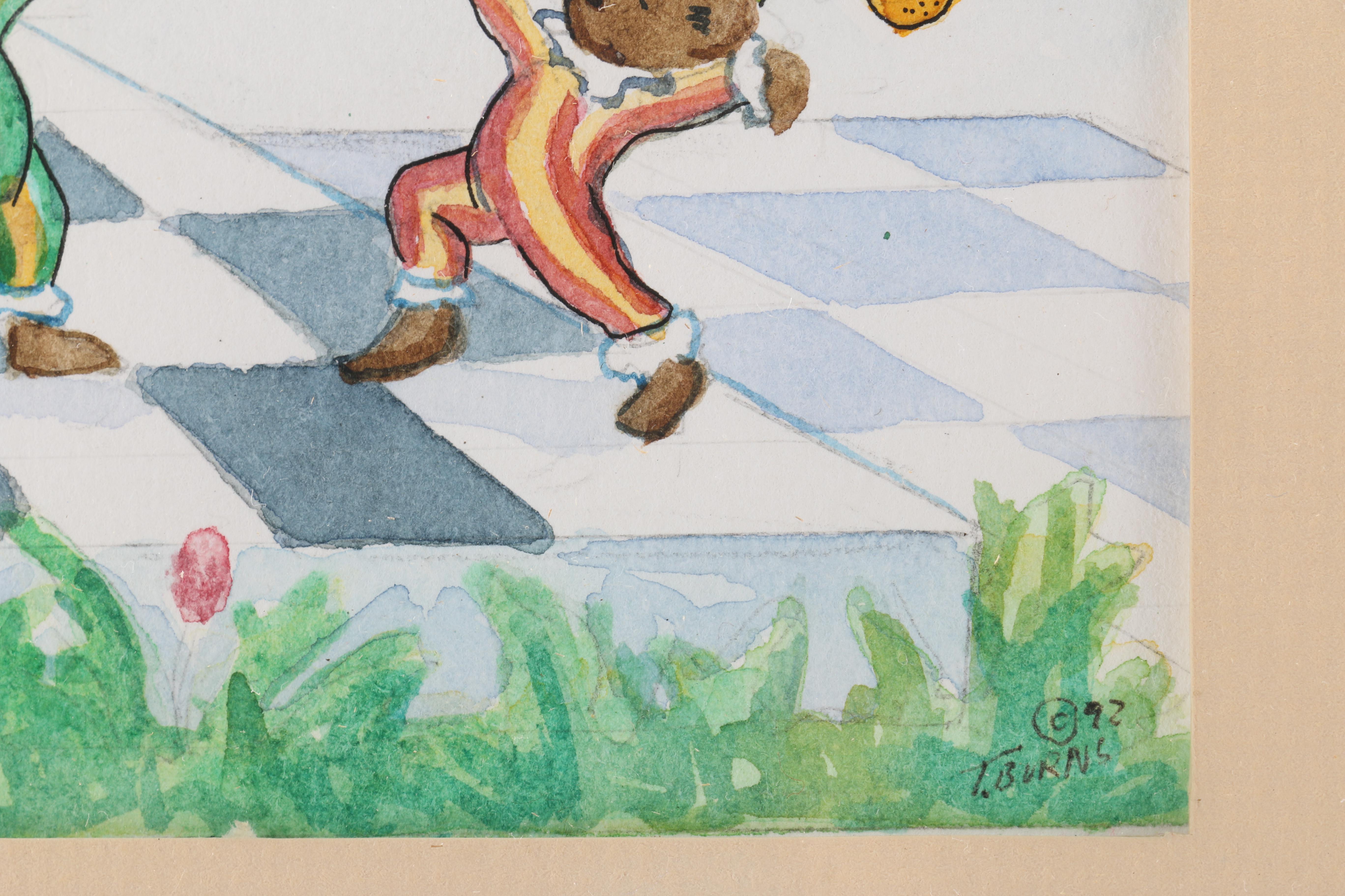 1992 T. Burns Whimsical Watercolors of a Cat Queen