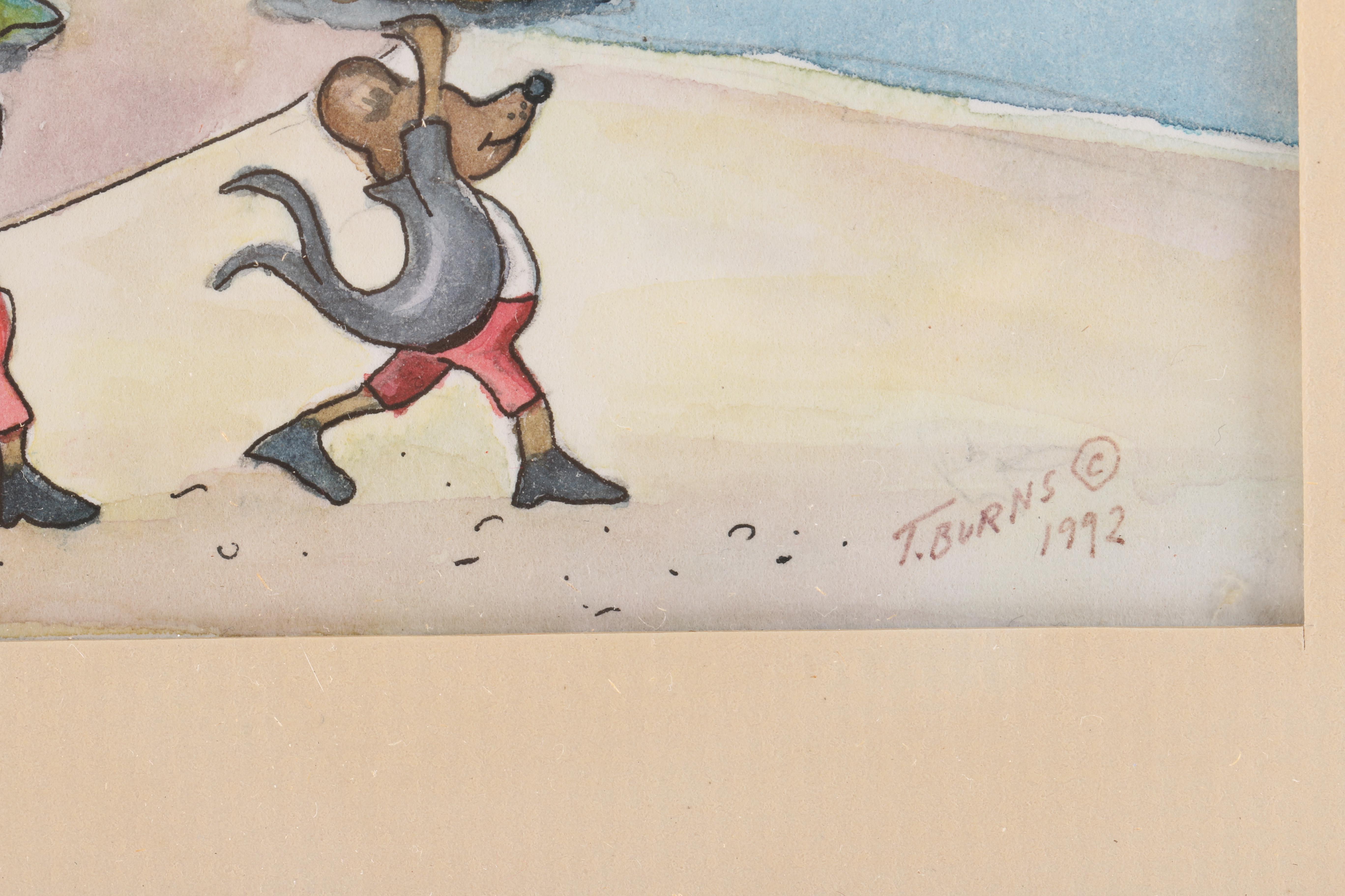 1992 T. Burns Whimsical Watercolors of a Cat Queen