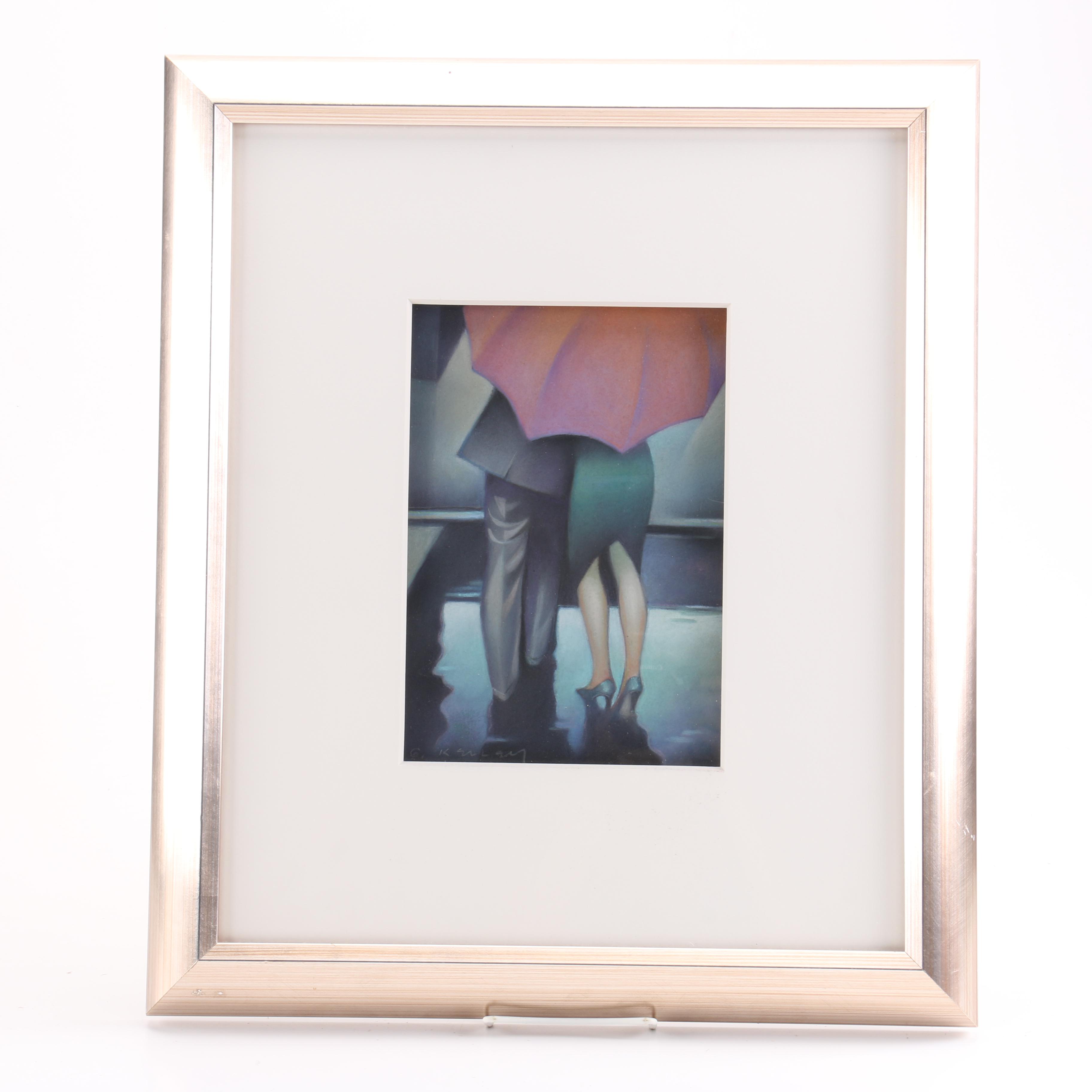 Gary Kelley Pastel Drawing "April Romance"