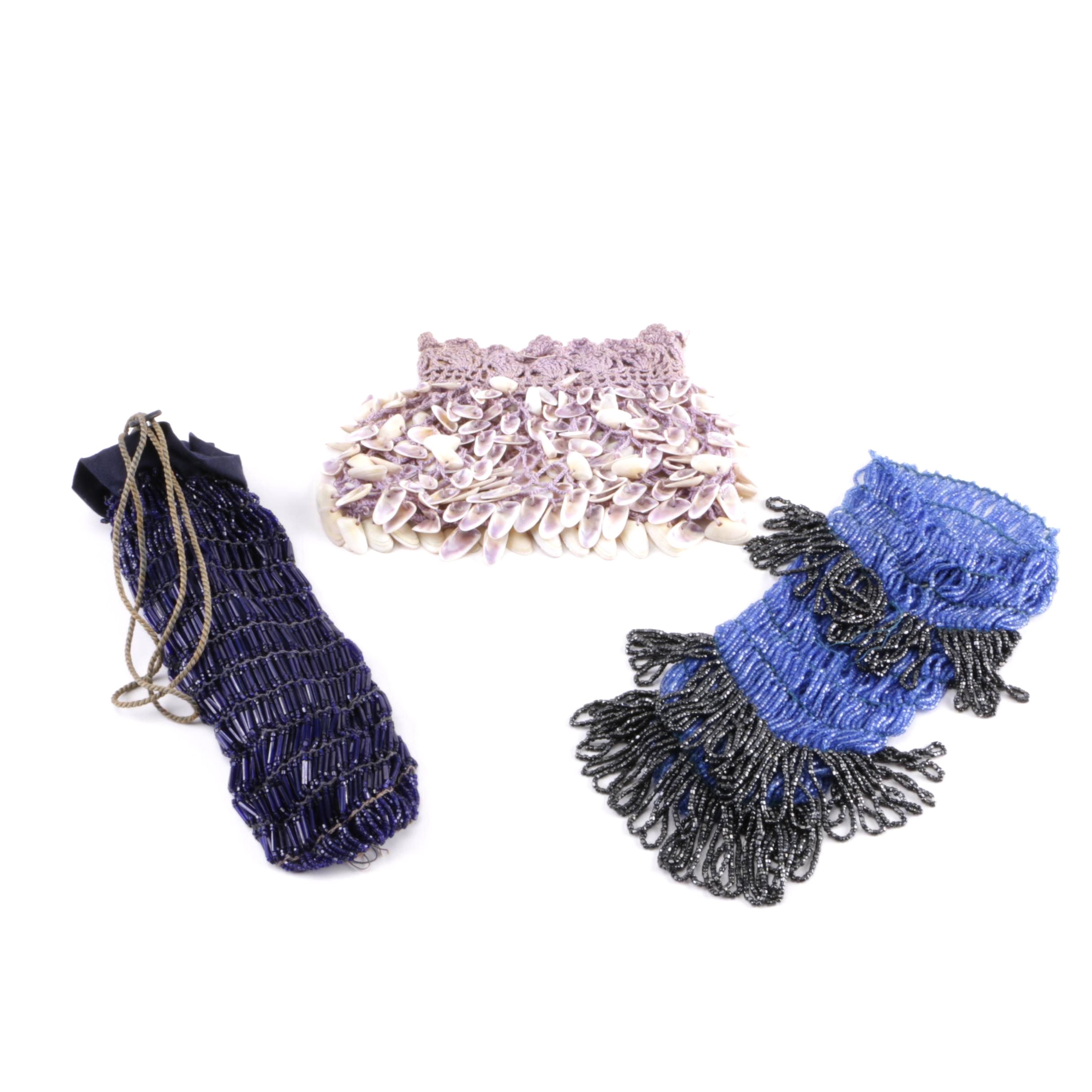 Vintage Beaded Bags and a Crocheted Bag With Shells
