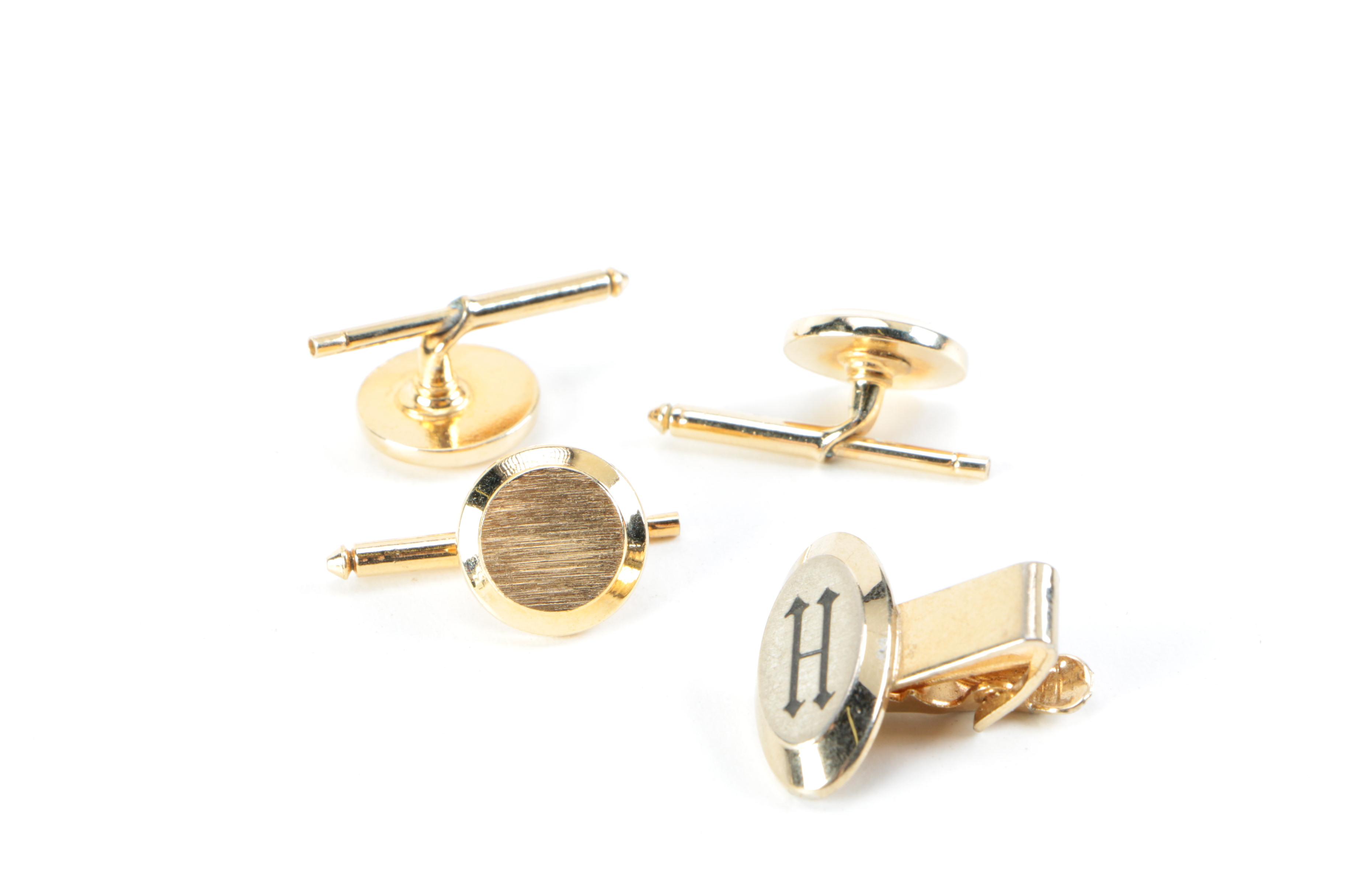 Assorted Cufflinks, Pins, and Tie Clips Including Pieces With Sterling Silver