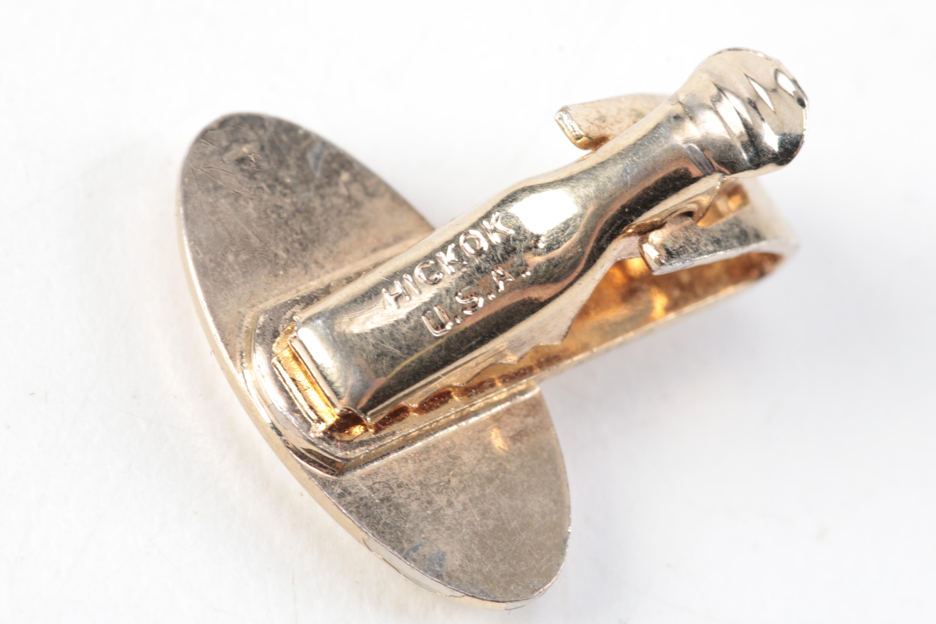 Assorted Cufflinks, Pins, and Tie Clips Including Pieces With Sterling Silver