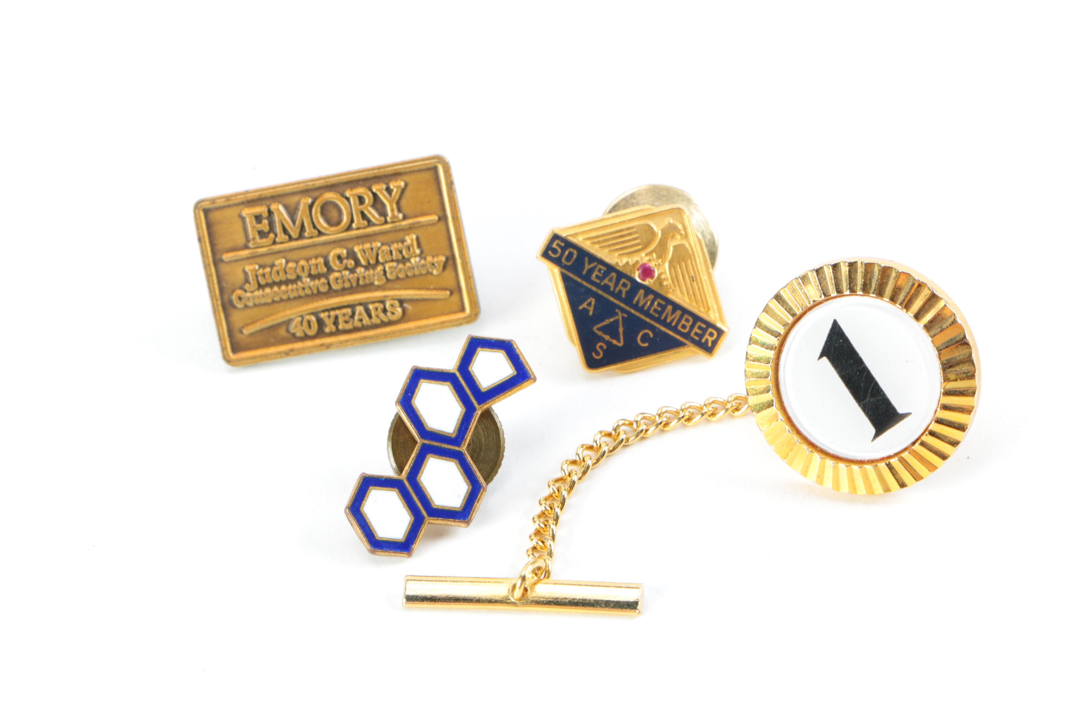 Assorted Cufflinks, Pins, and Tie Clips Including Pieces With Sterling Silver