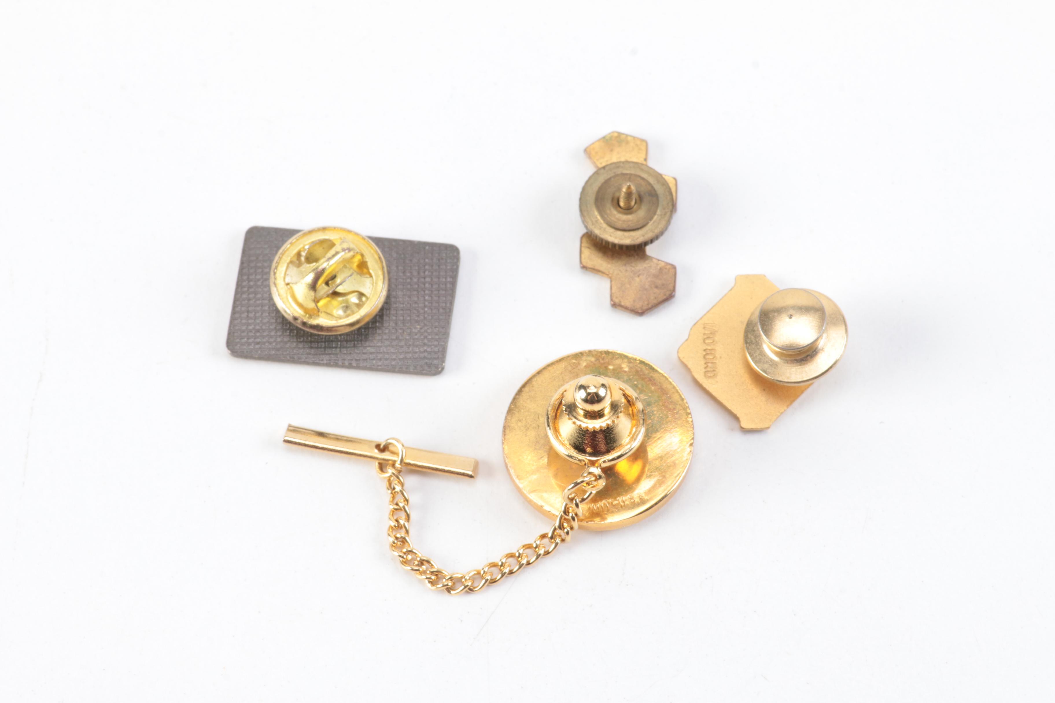 Assorted Cufflinks, Pins, and Tie Clips Including Pieces With Sterling Silver