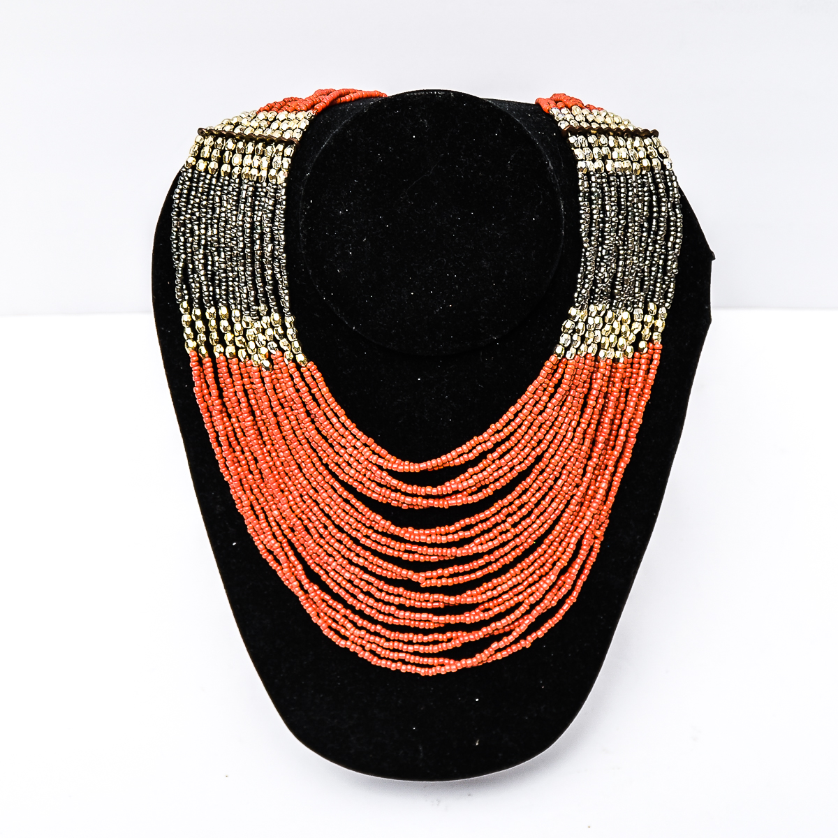Falchi Metal and Coral Beaded Necklace