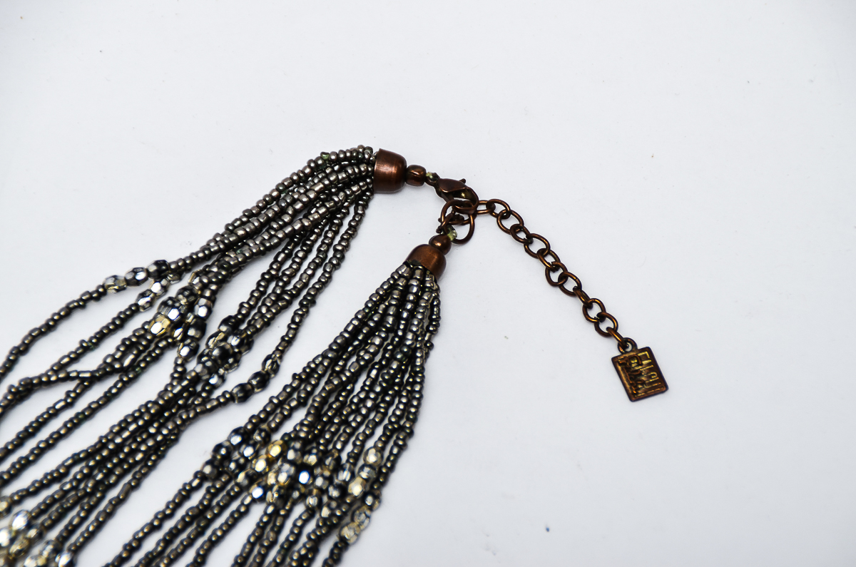 Falchi Metal and Coral Beaded Necklace