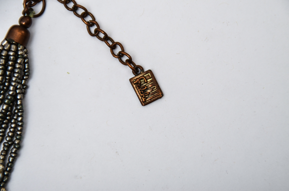 Falchi Metal and Coral Beaded Necklace