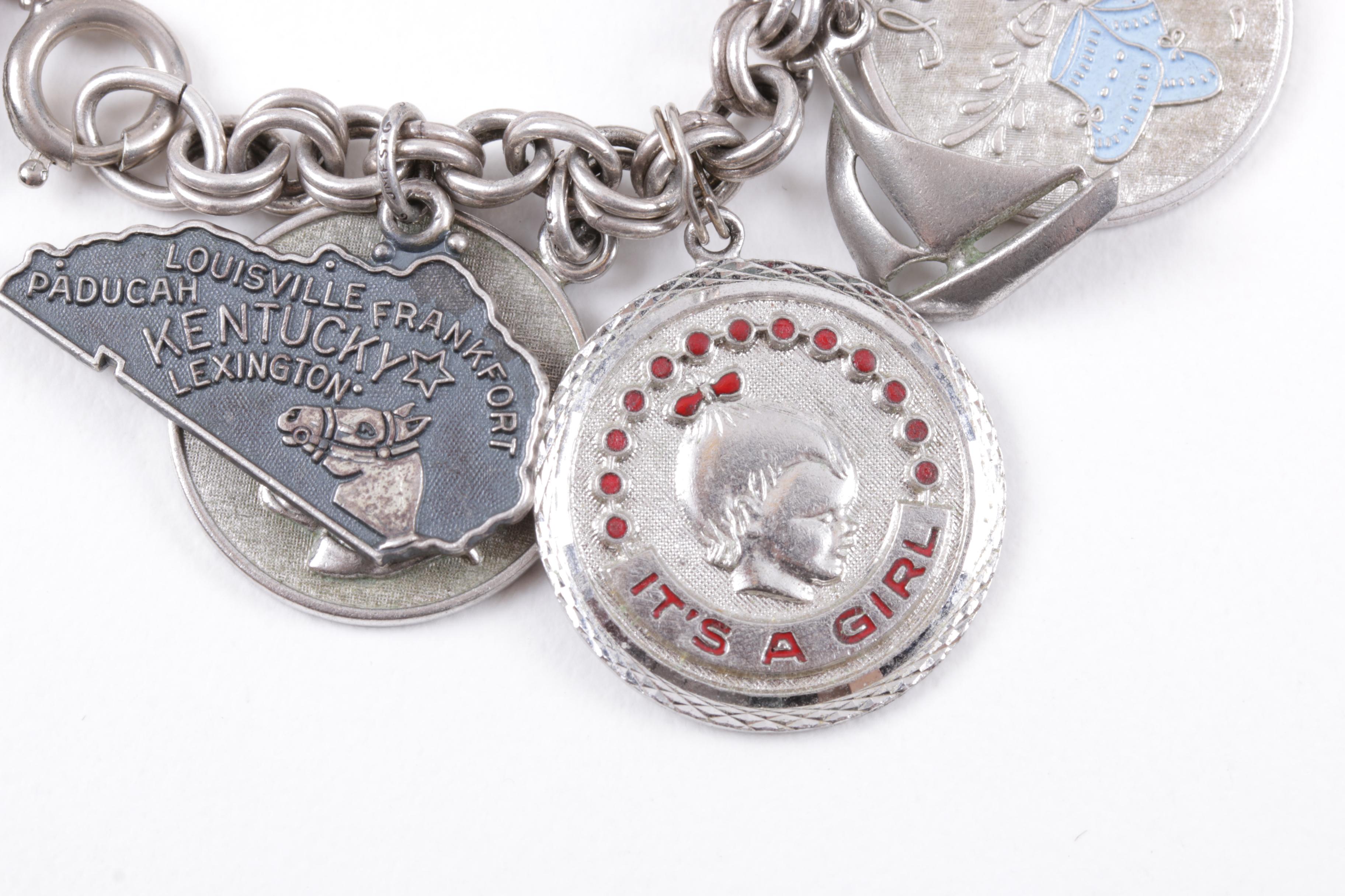 Sterling Silver Charm Bracelets With Various Charms