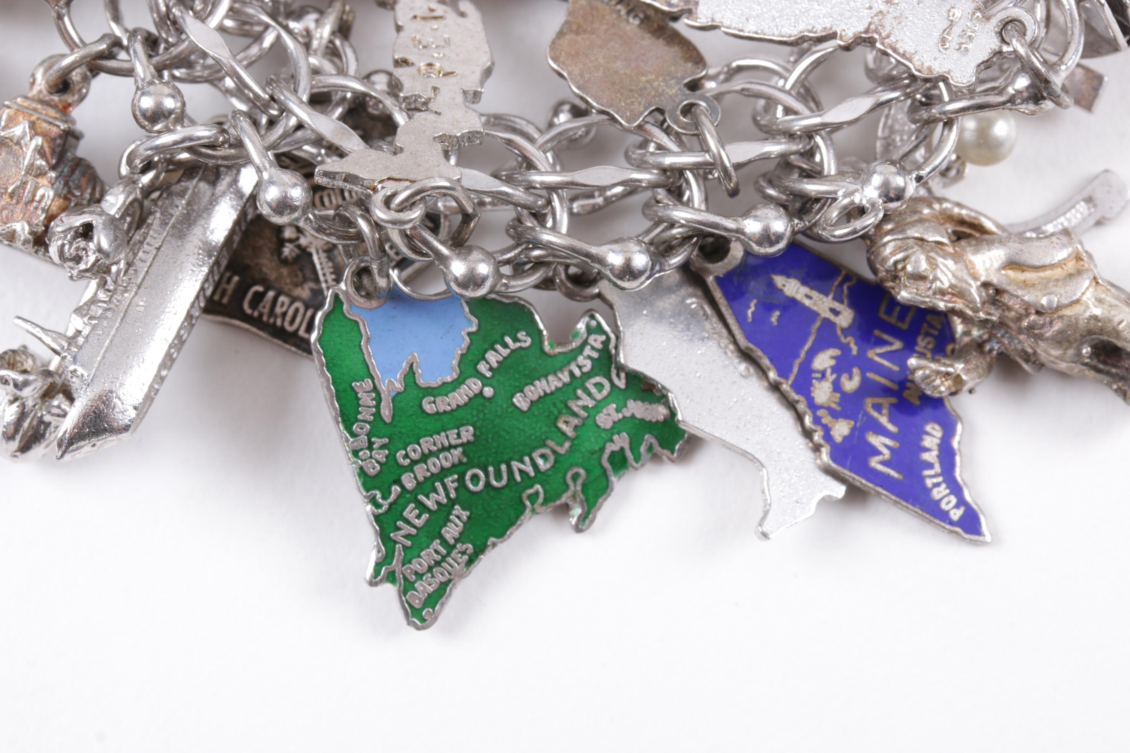 Sterling Silver Charm Bracelets With Various Charms